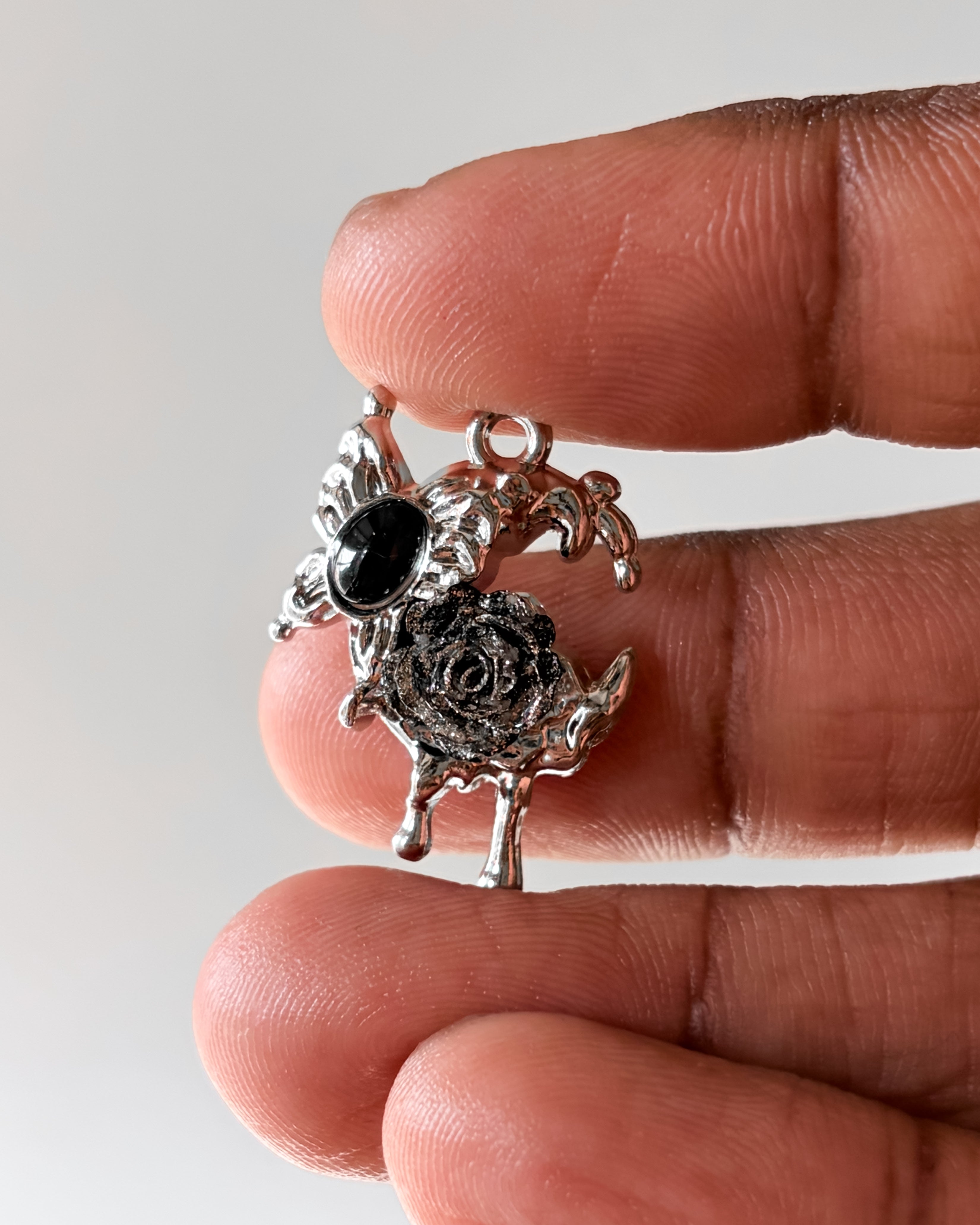 Black Butterfly moon charm - 3 pc