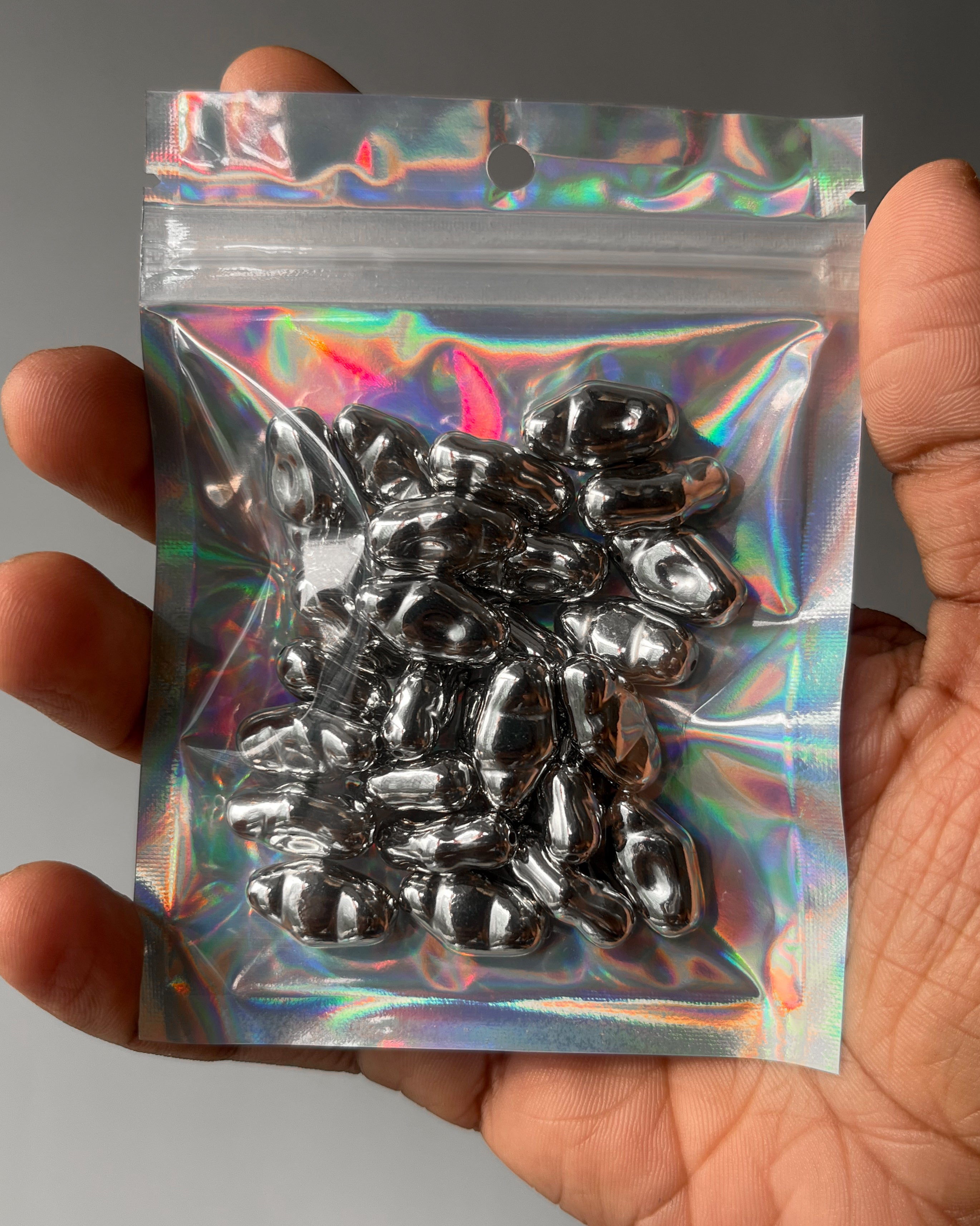 8. New metallic cab beads  - 25 grams