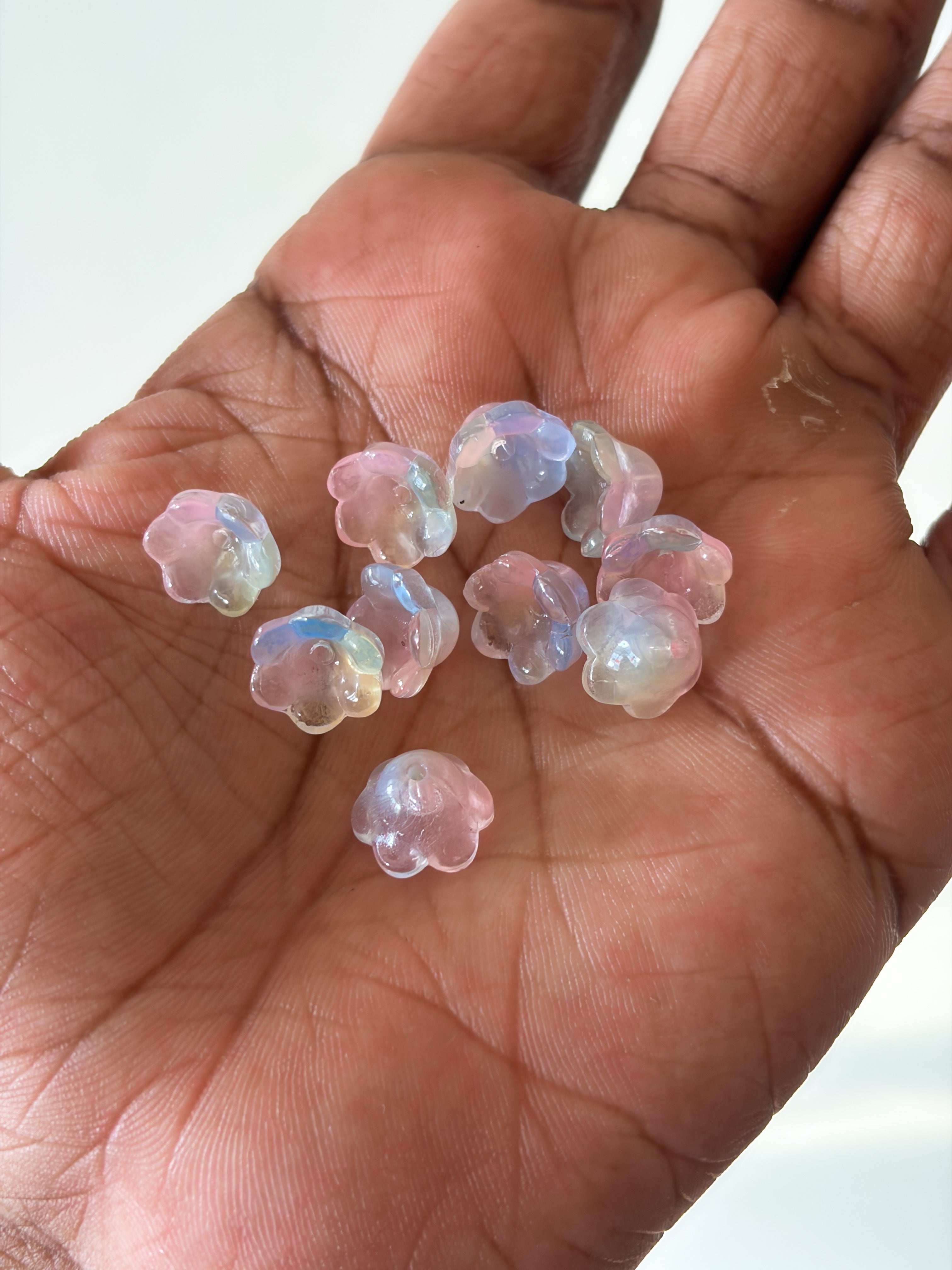 Multi colour glass jelly caps beads