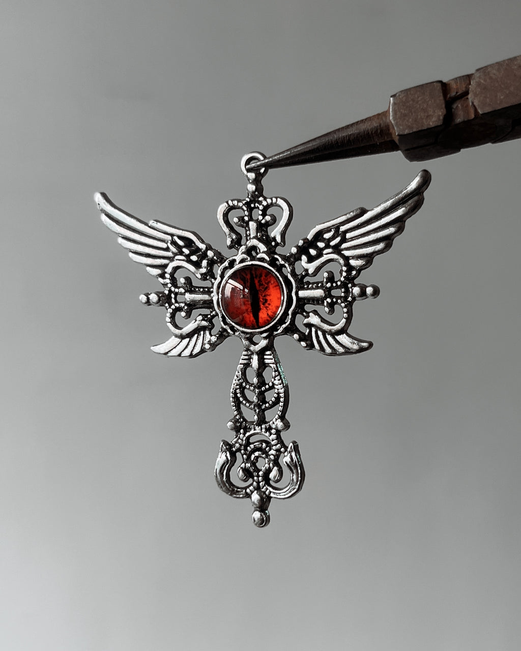 Devil cross wing charm
