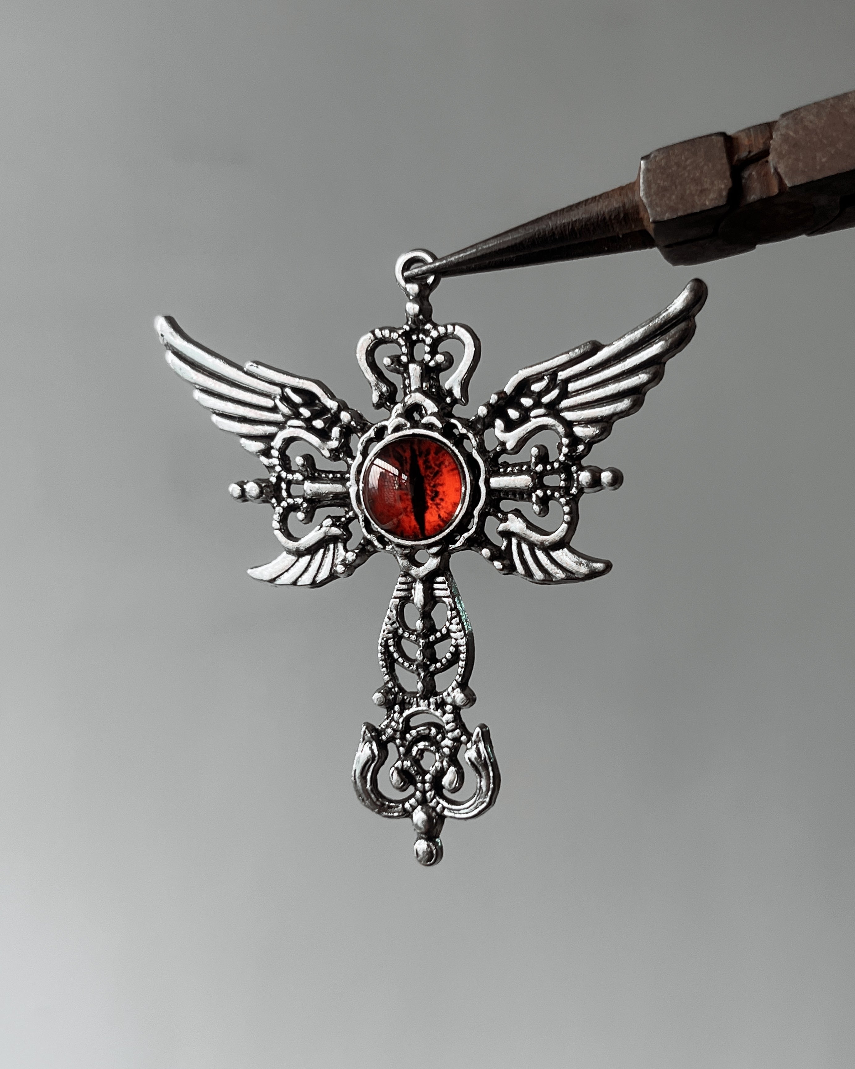 Devil cross wing charm