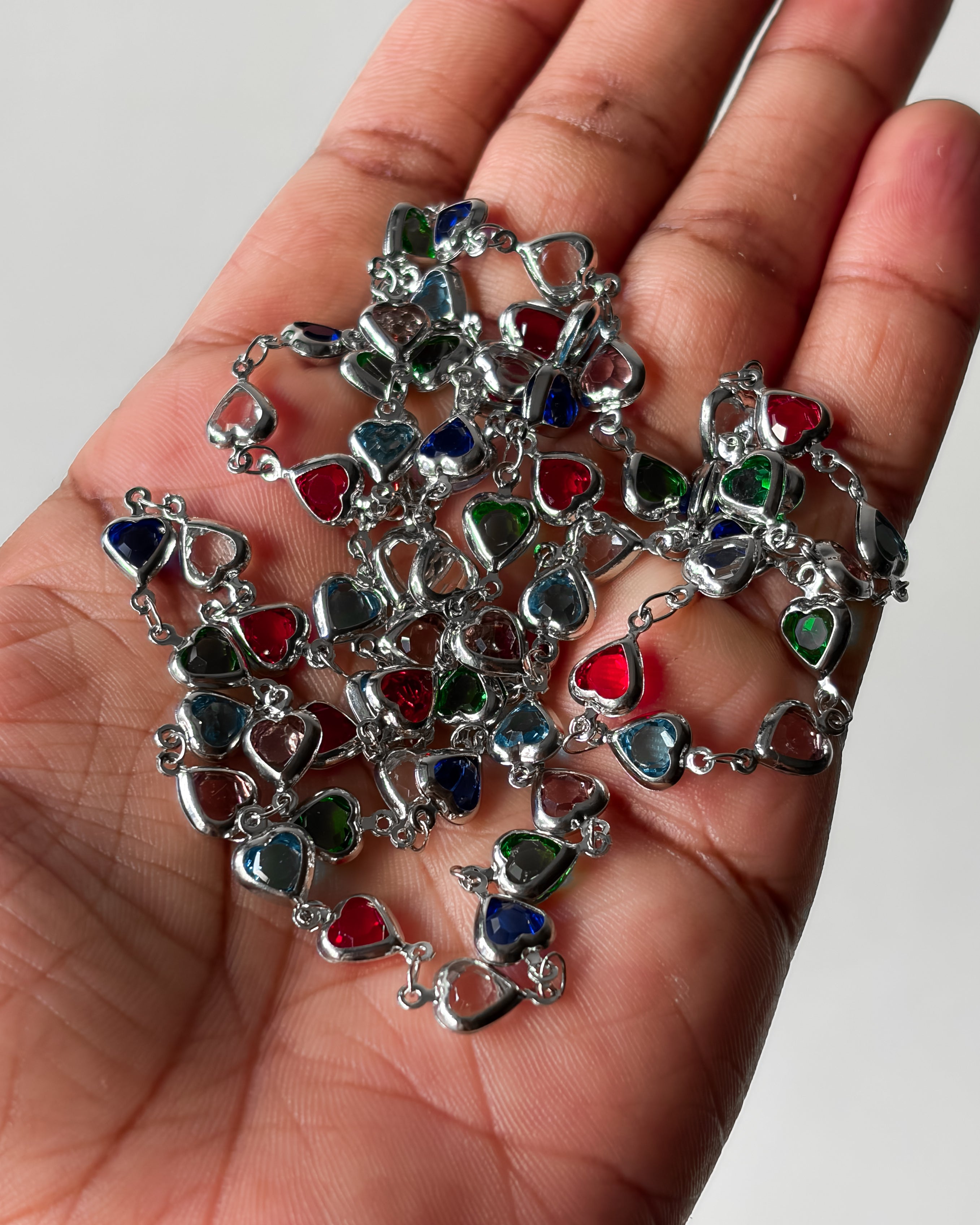 Multicoloured heart link chain - 1 meter