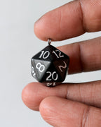 Black 20 sided dice charm - 10 pc