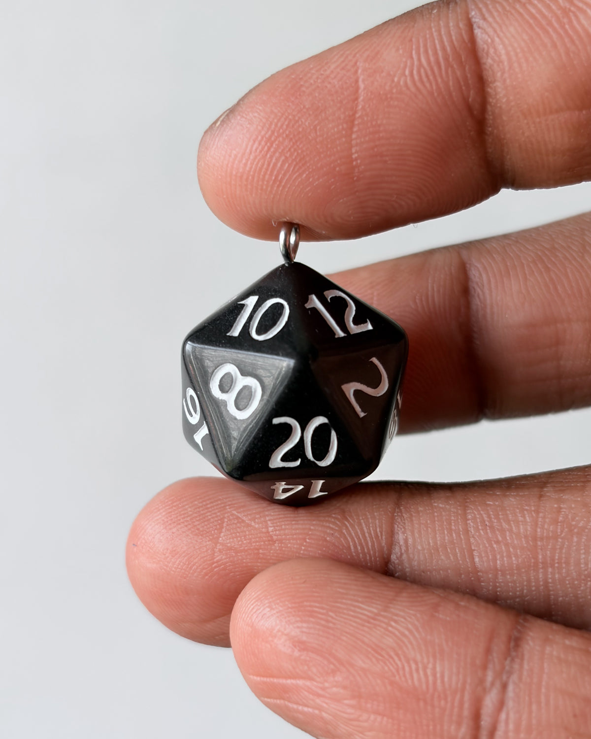 Black 20 sided dice charm - 10 pc