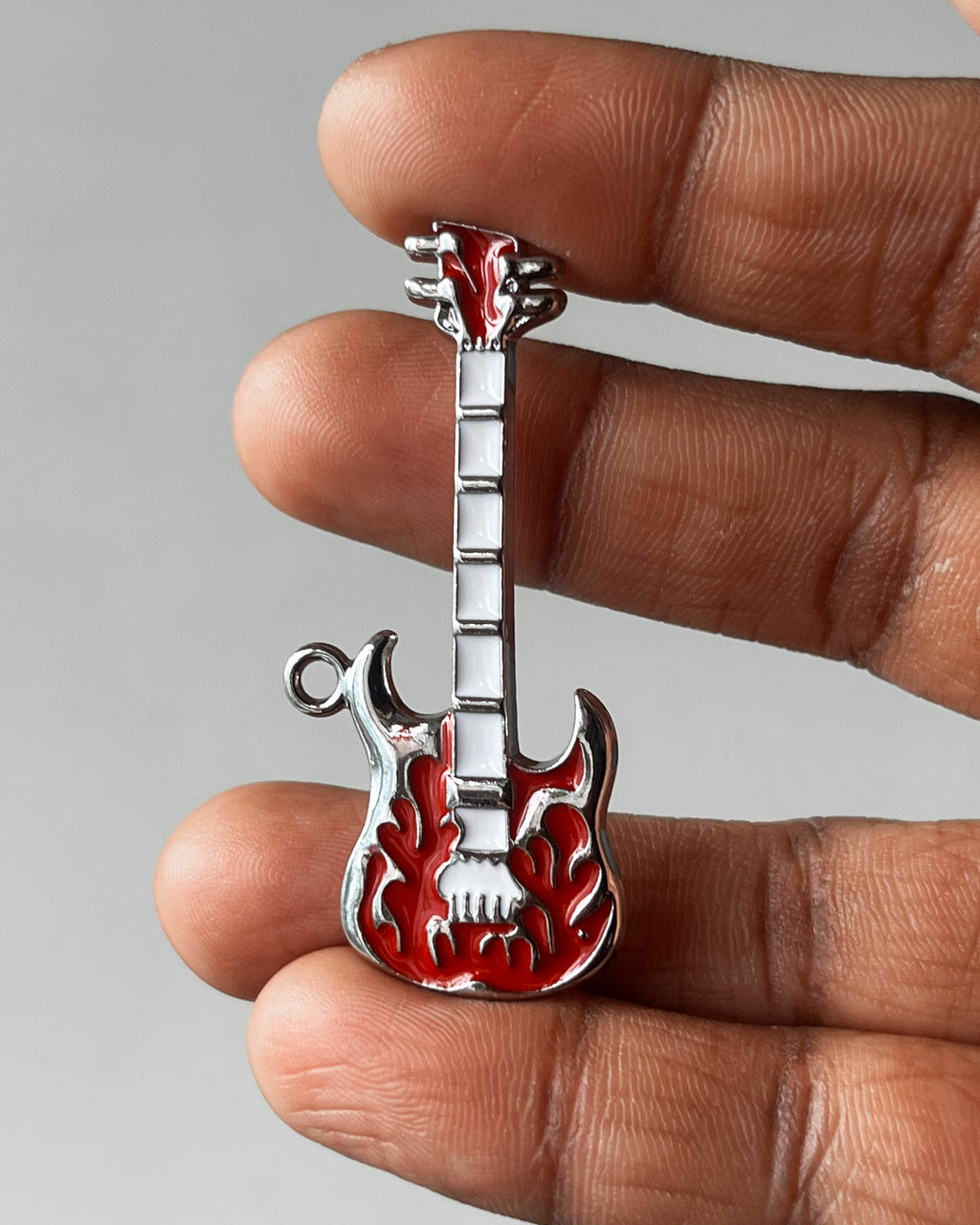 Red flame guitar