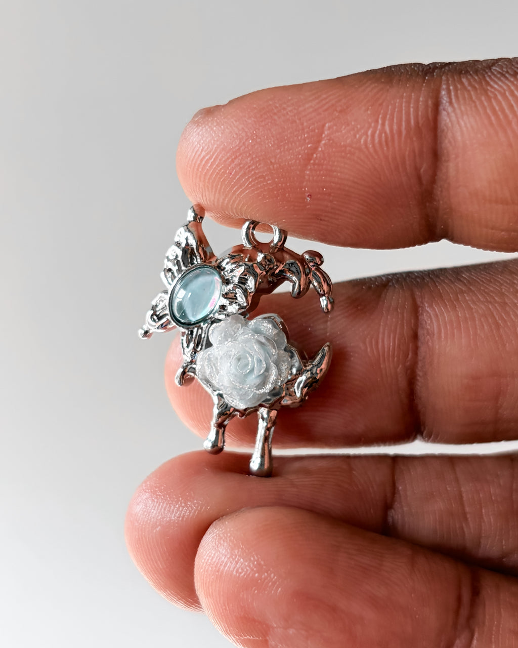 Blue butterfly moon charm - 3 pc