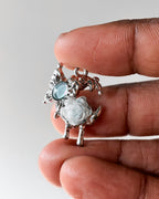 Blue butterfly moon charm - 3 pc