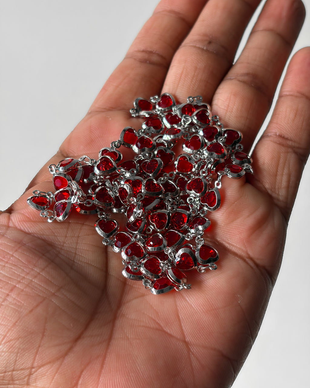 Red heart link chain - 1 meter