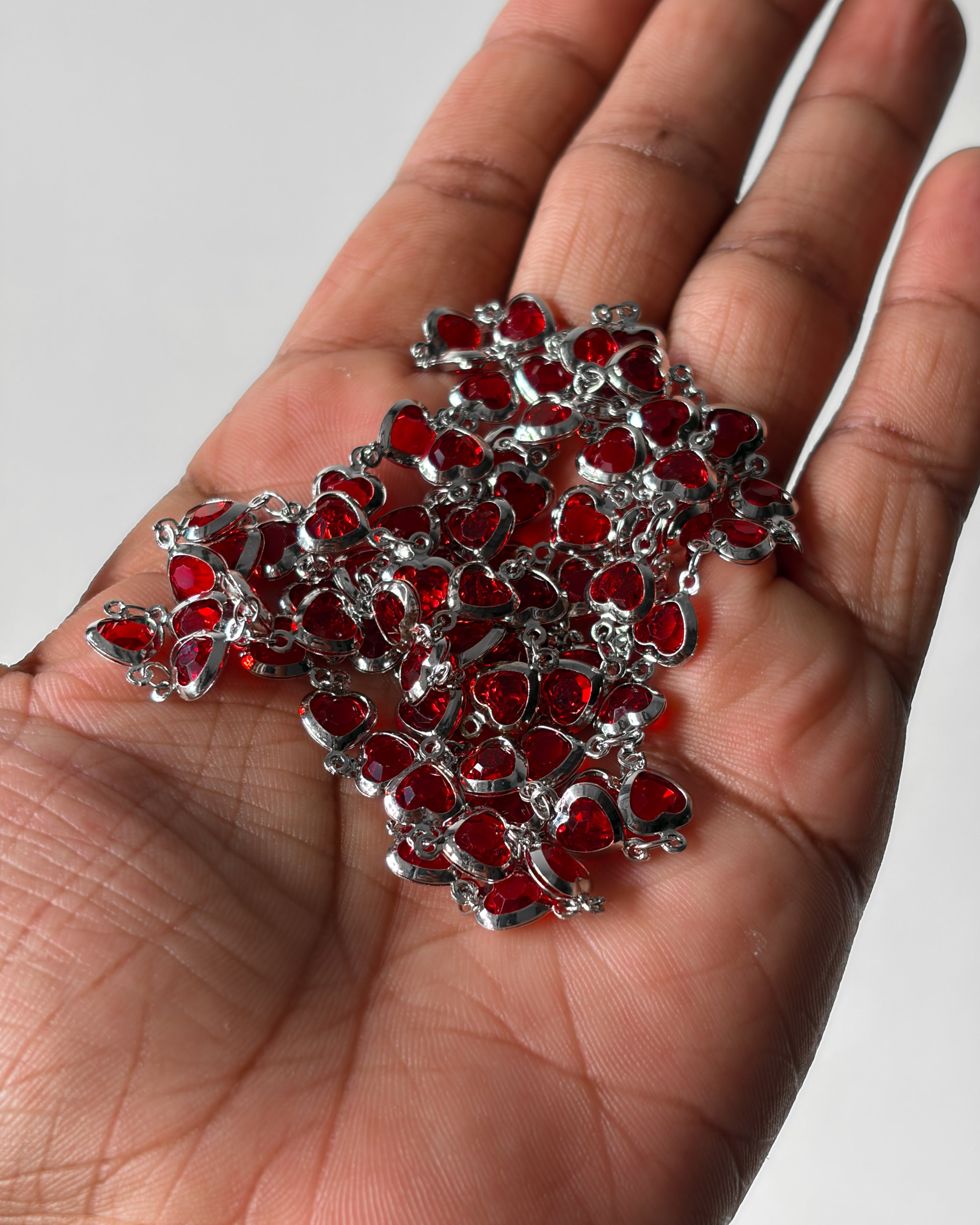 Red heart link chain - 1 meter