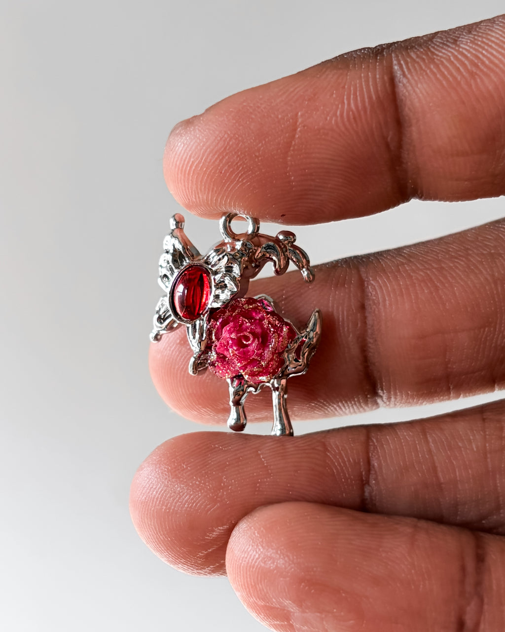 Red butterfly moon charm - 3 pc