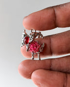 Red butterfly moon charm - 3 pc