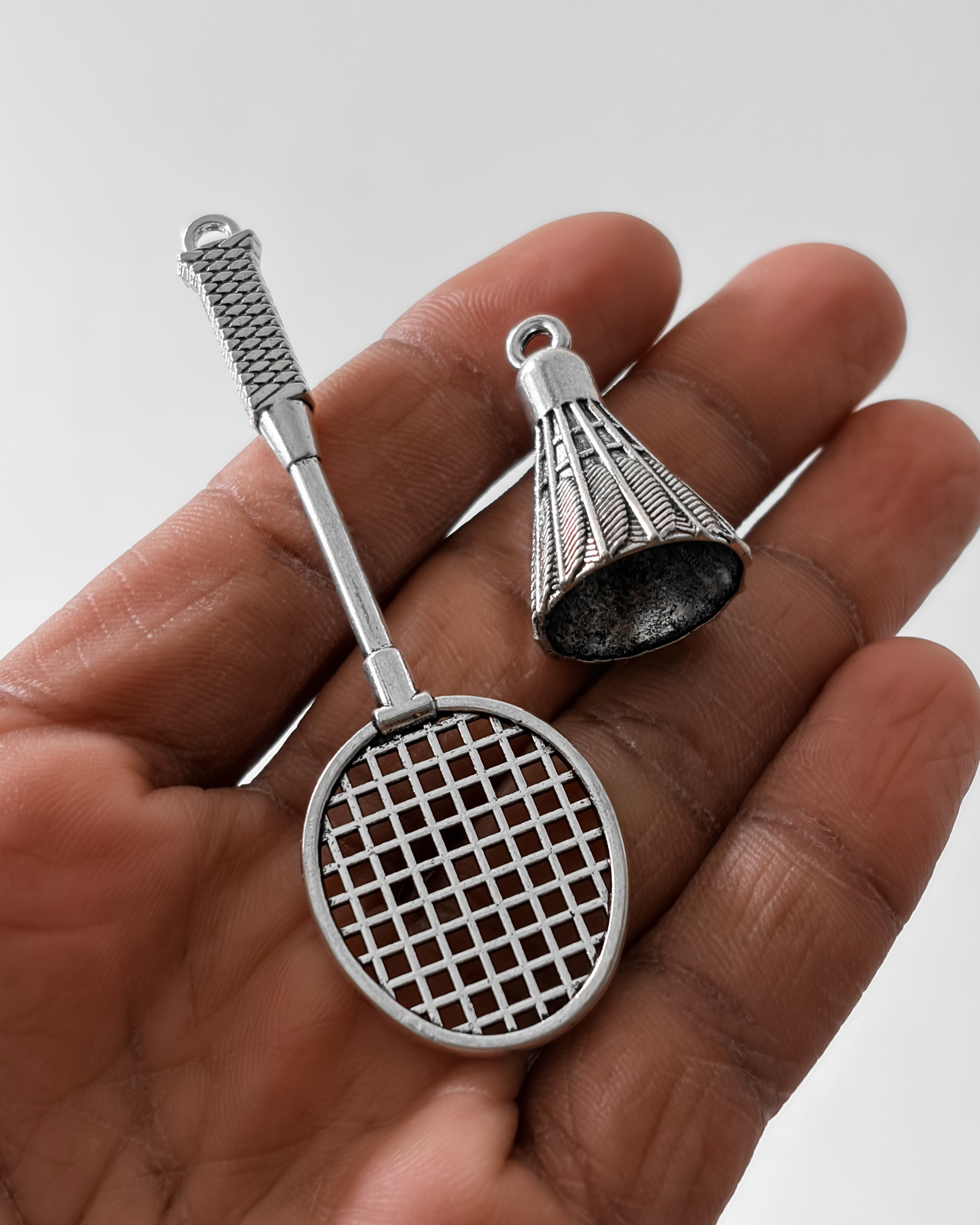racket and shuttlecock charm - 5 Pair