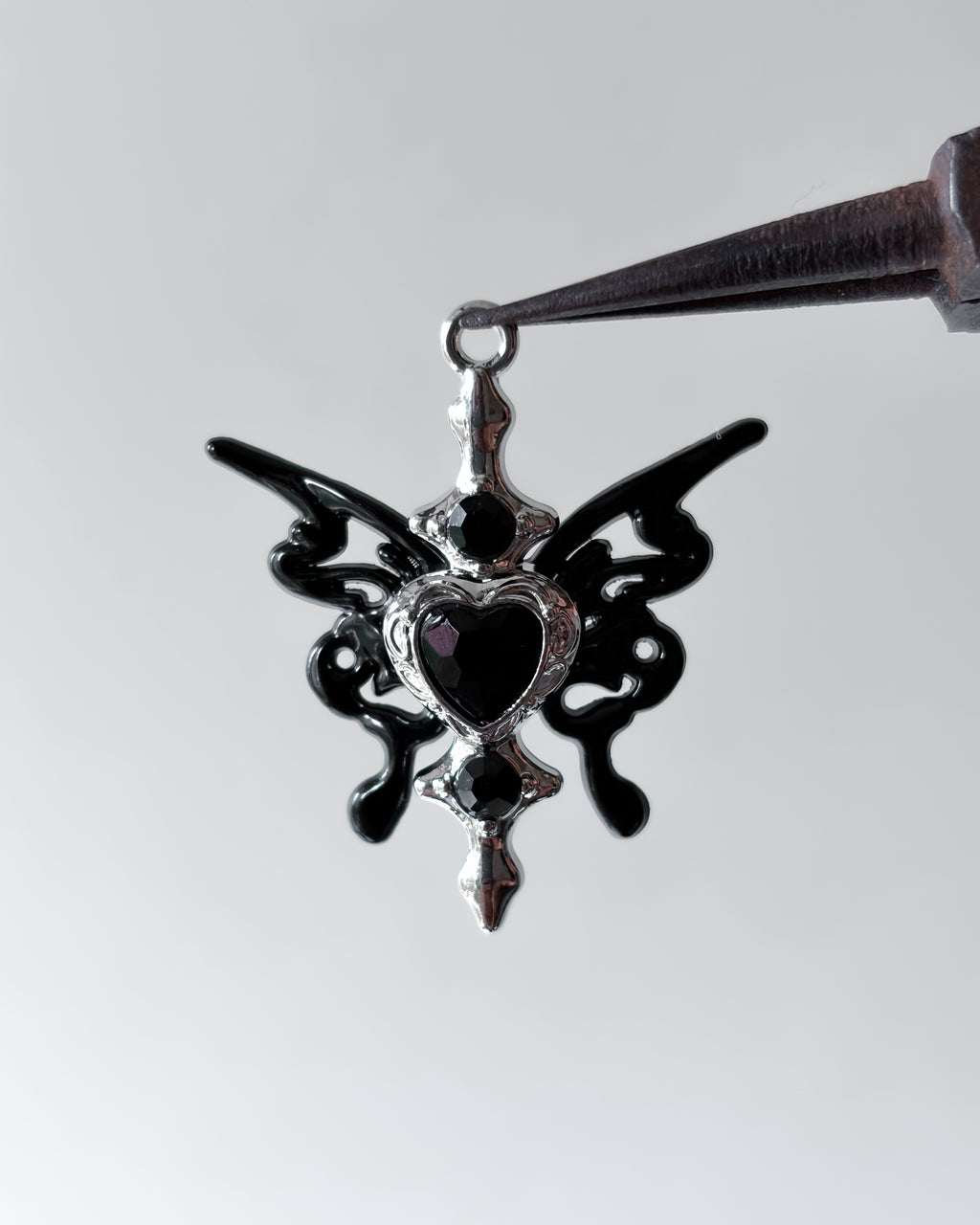 Heart butterfly charm - 3 pc