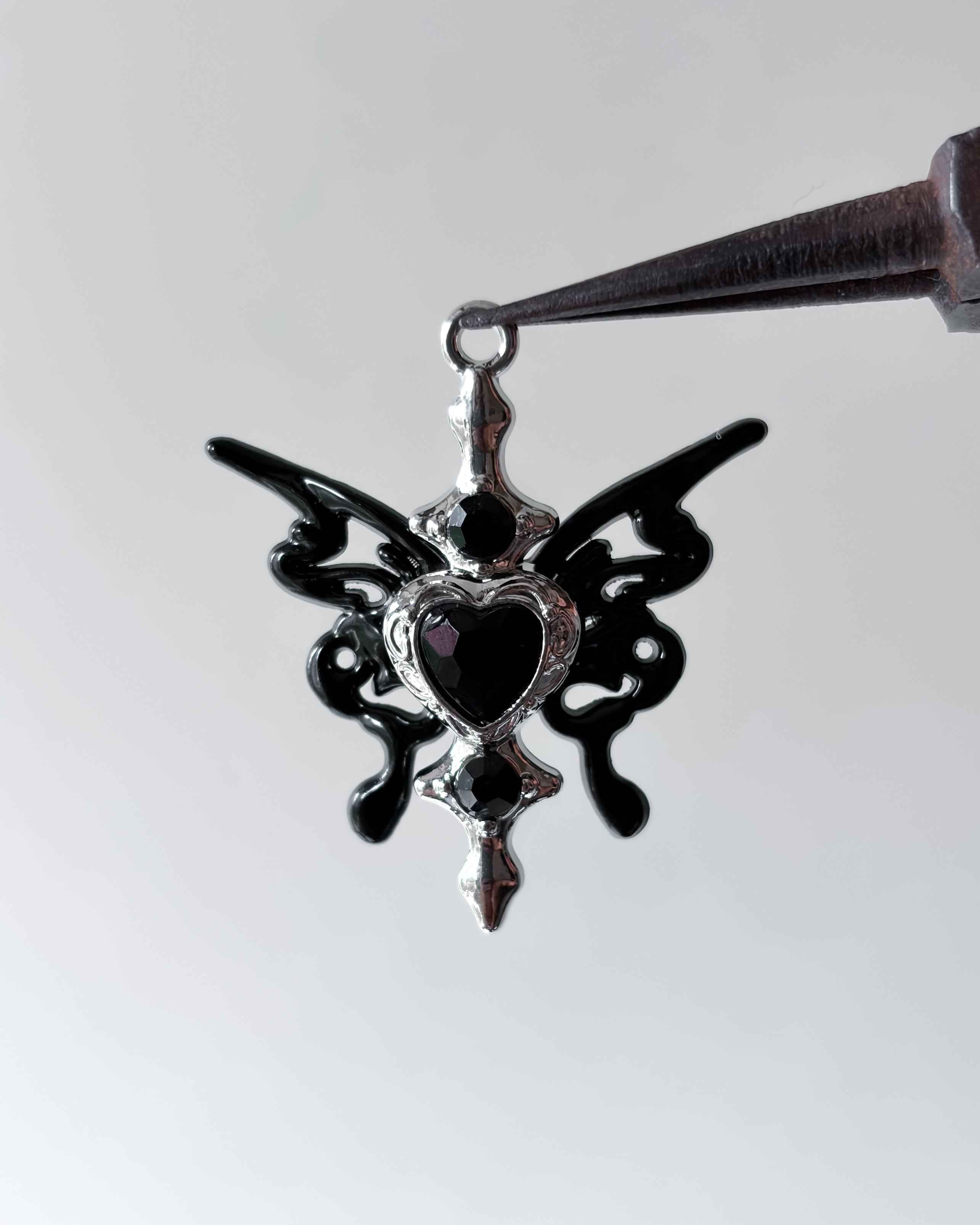 Heart butterfly charm - 3 pc