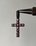 Pink stone Black cross charm