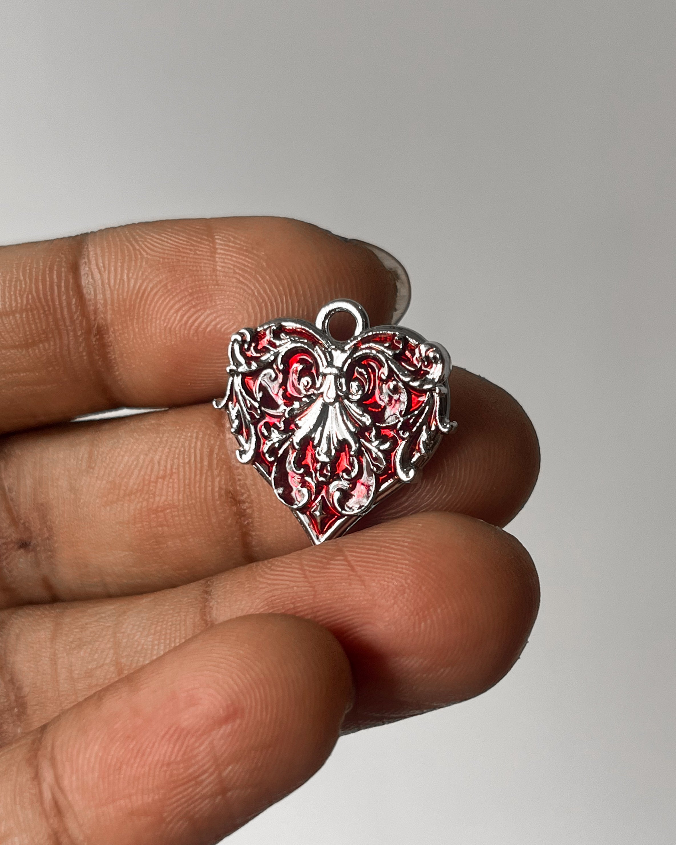 Devil red heart charm - 3 pc