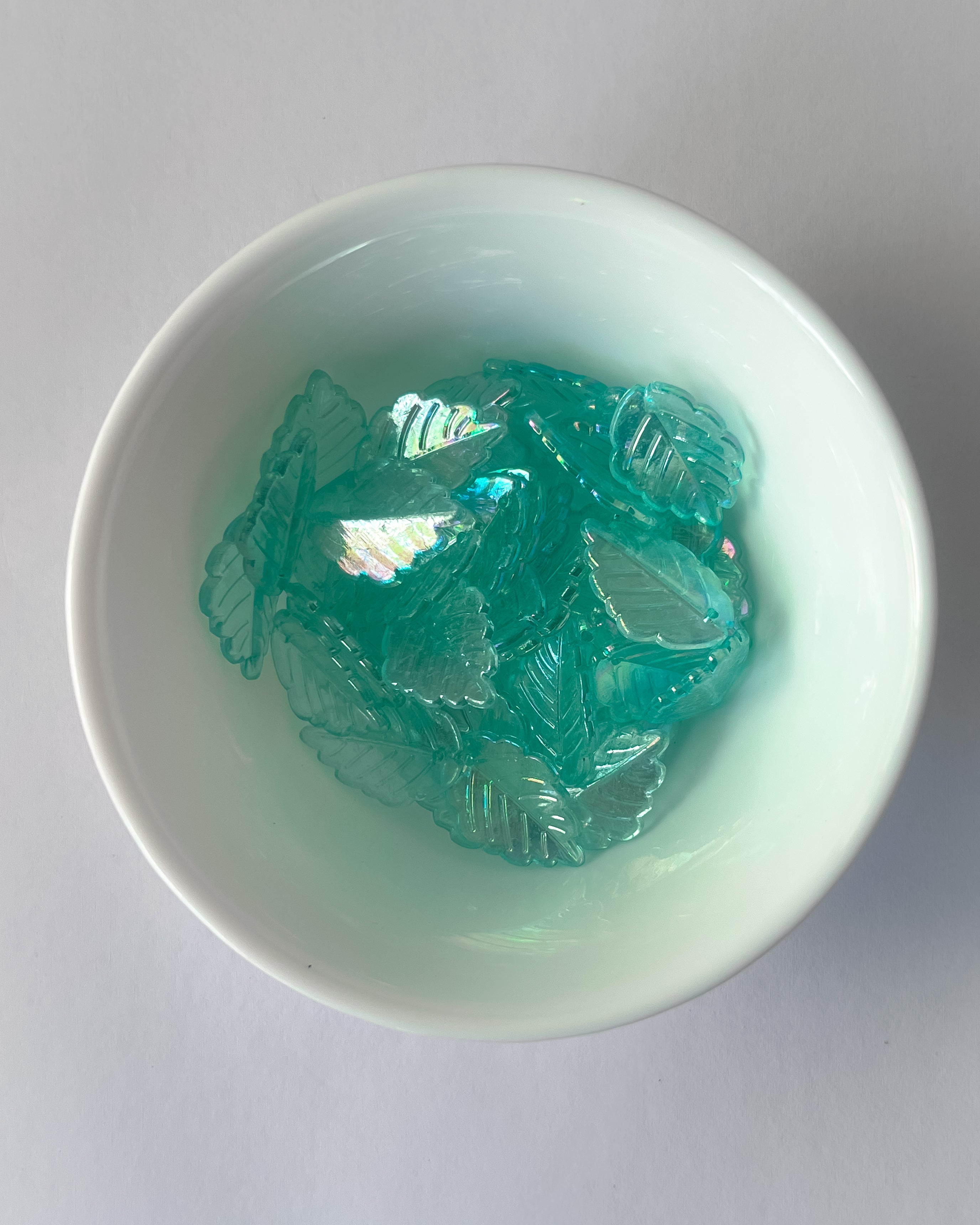 Big blue leaf beads - 25 grams
