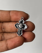 Black rose cross charm