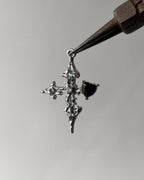 Black Heart Cross Charm - 3 pc