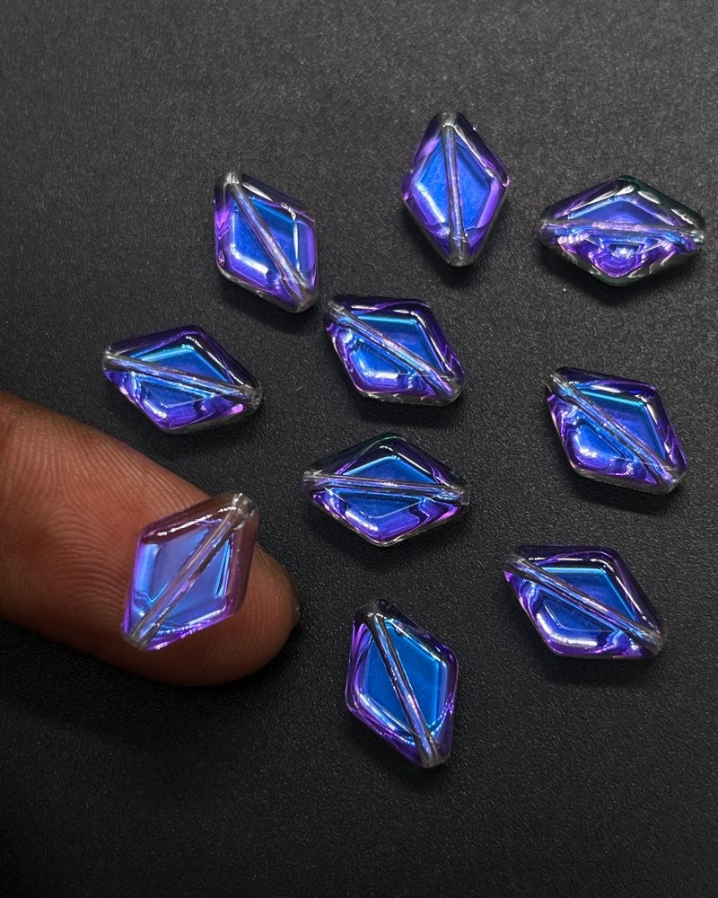 Multi-colour daimond glass beads  // 10 pc