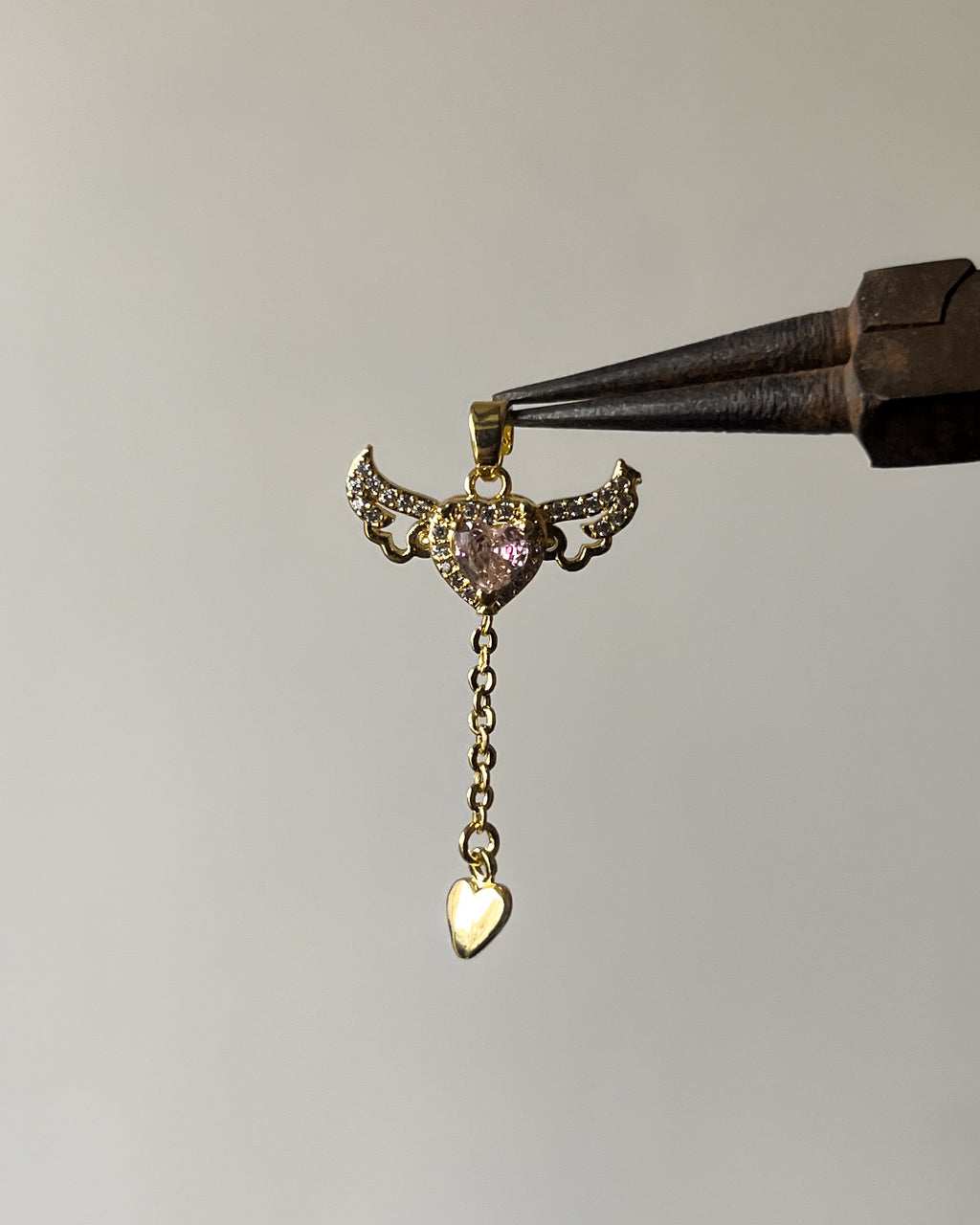 Premium Gold Heart wing charm