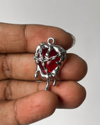 Melting red heart charm - 3 pc