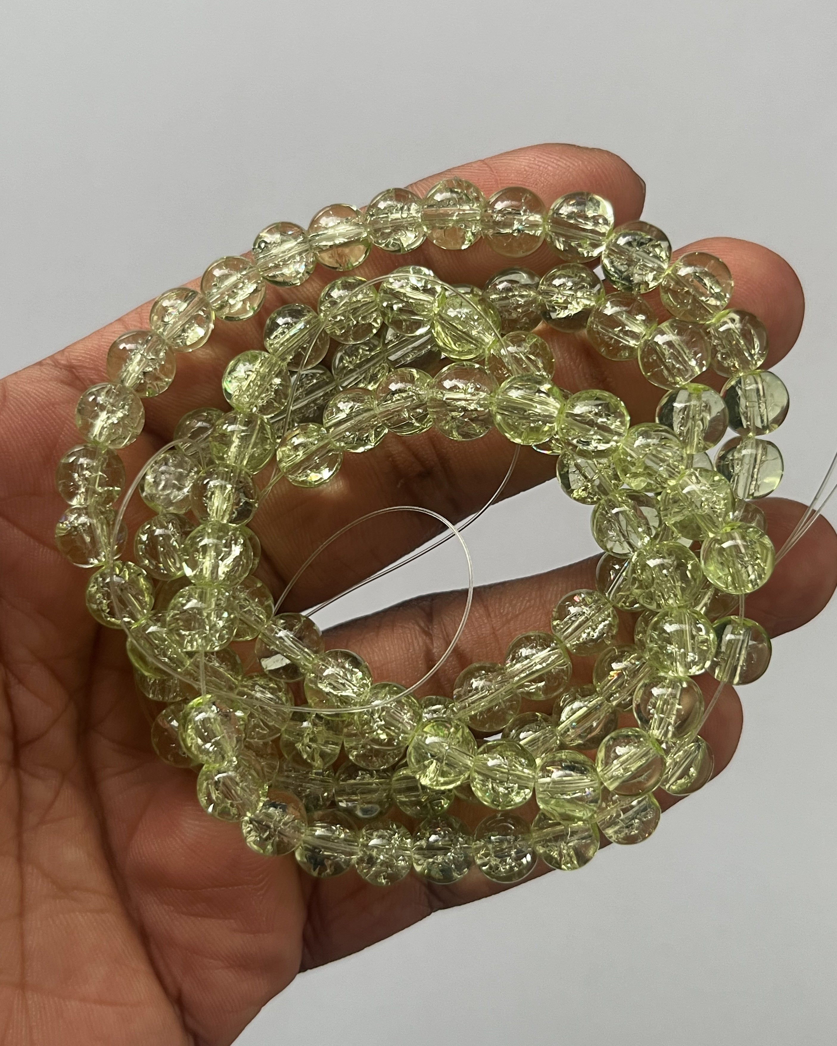 Mint green Crackle beads - 1 line