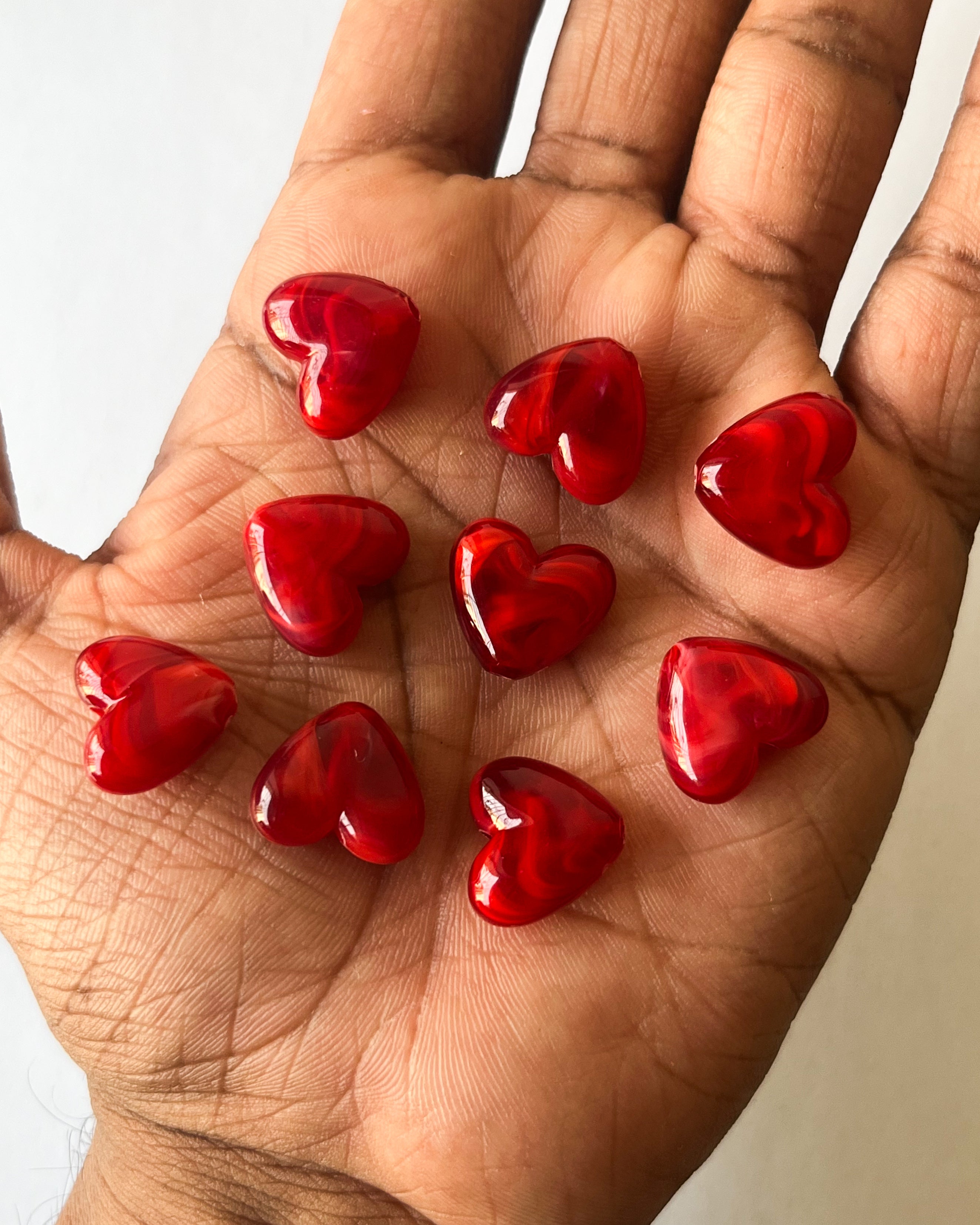 Red heart jelly beads // 25 grams