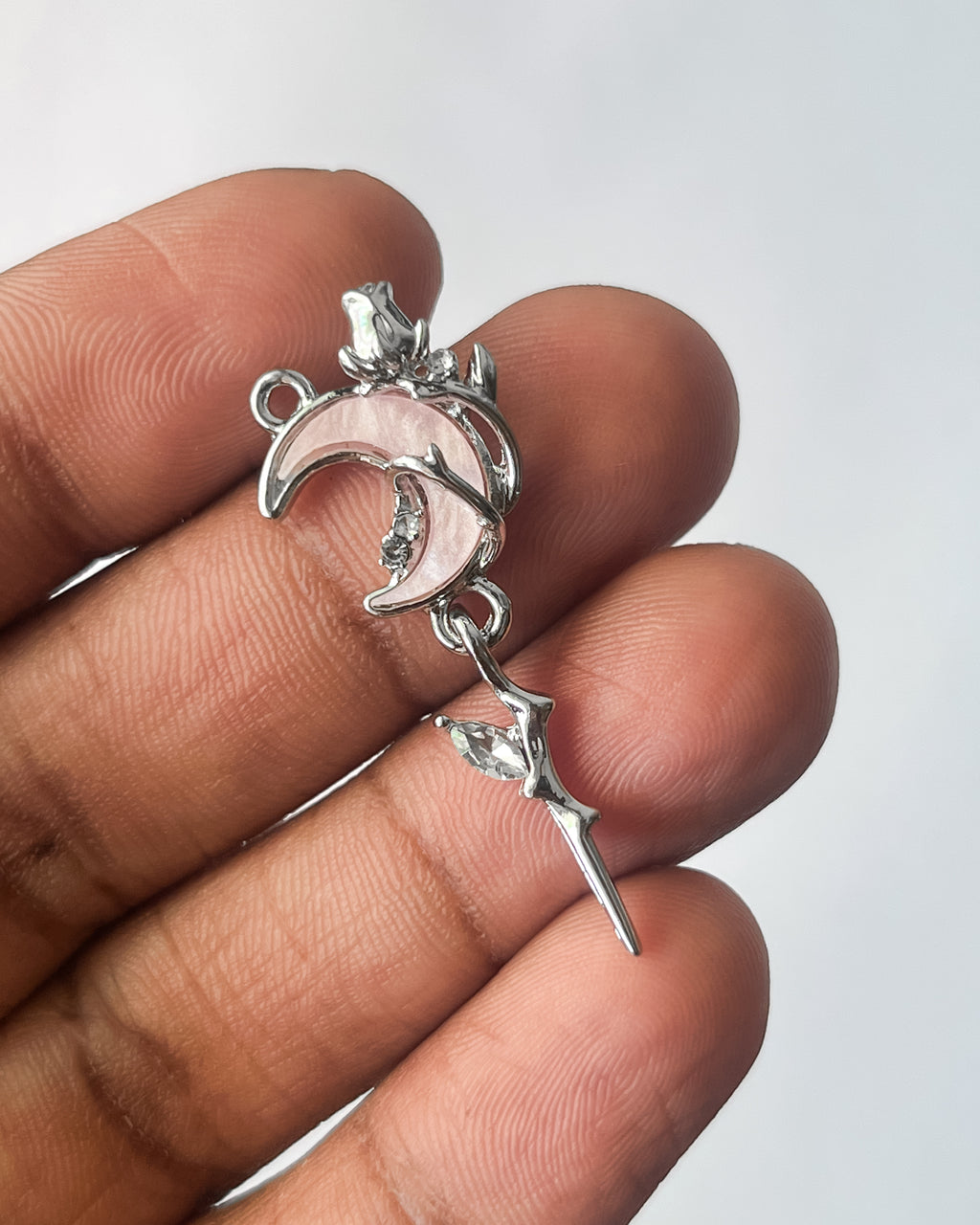 Pink moon dangle charm - 3 pc