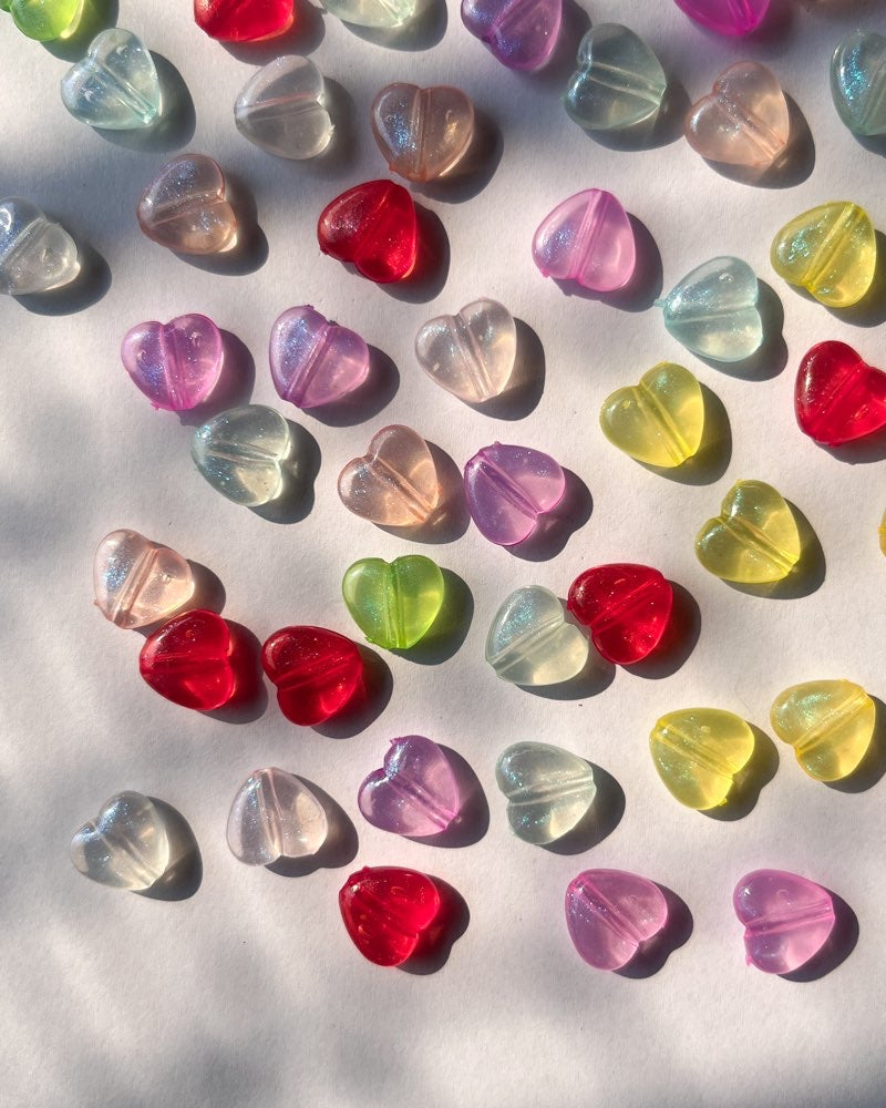 Glitter Heart Beads // 50 gms pack