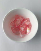 Big pink leaf beads - 25 grams