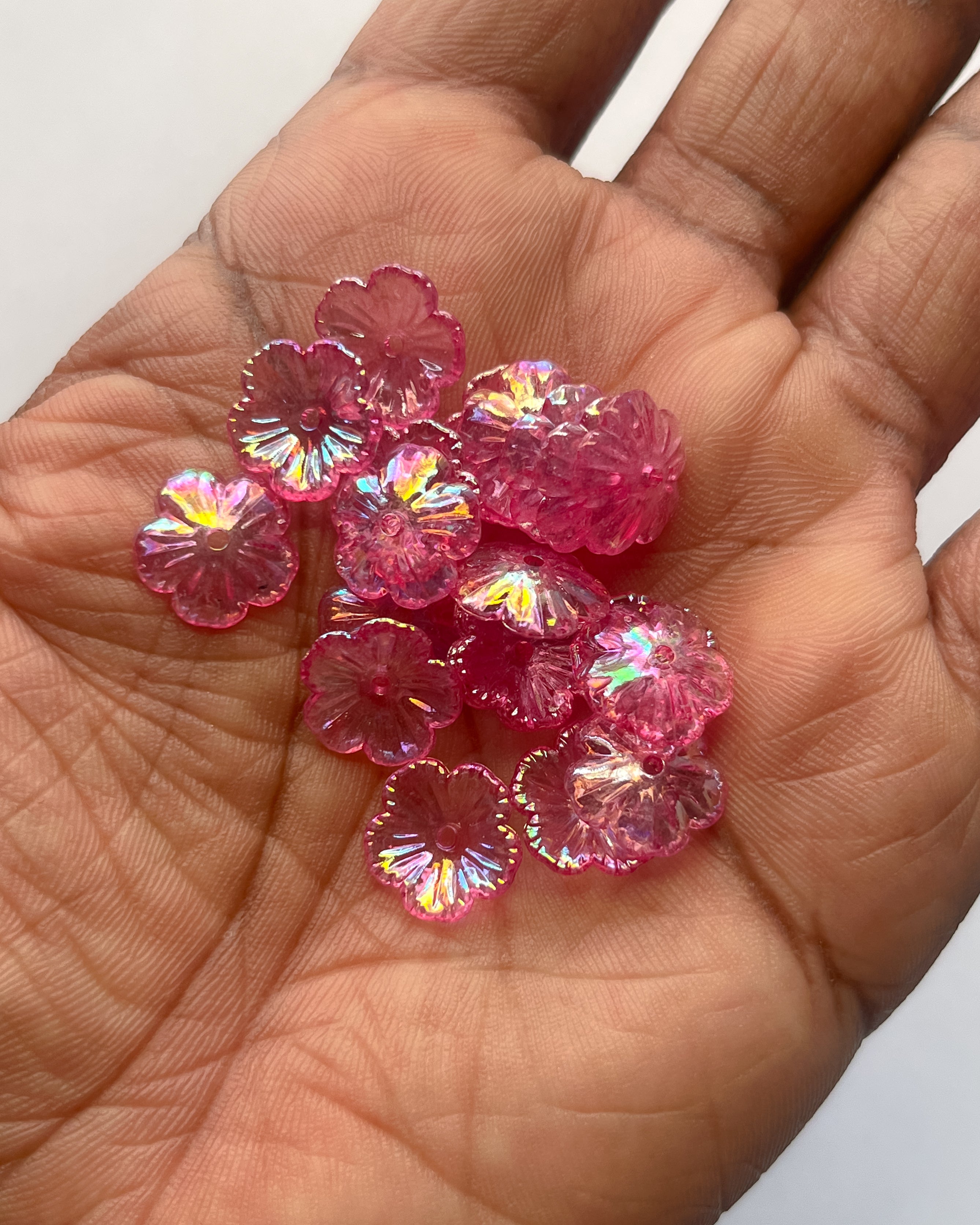 1.0 dark pink Flower beads - 25 grams