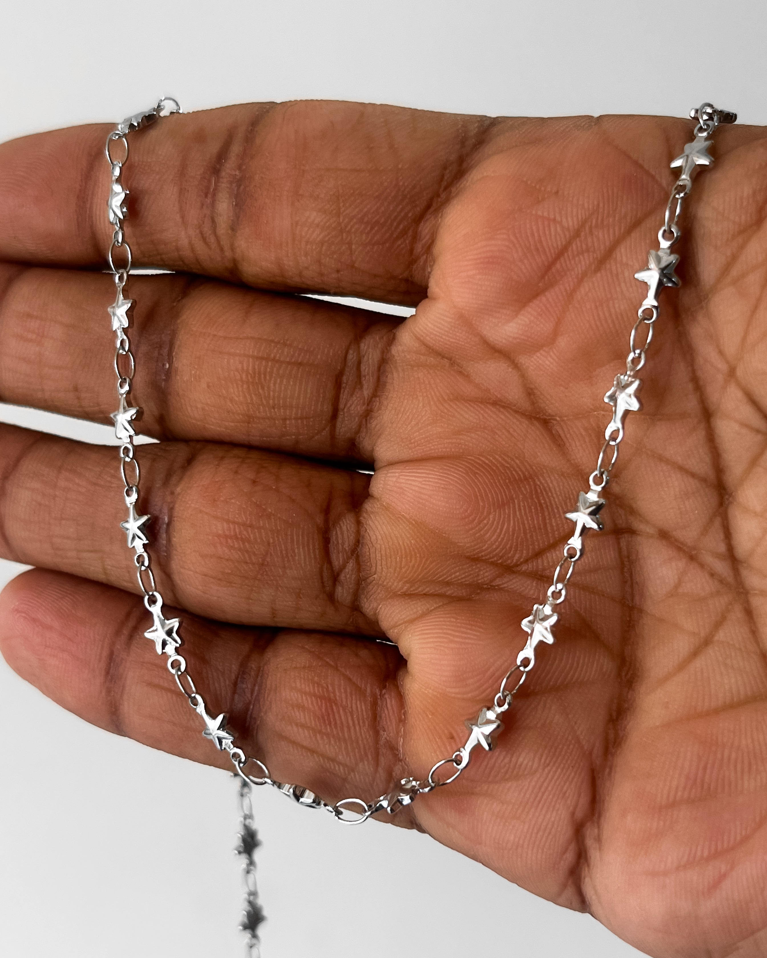Silver star link chain - 1 meter