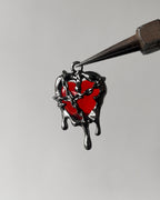 Gothic melting red heart charm - 3 pc