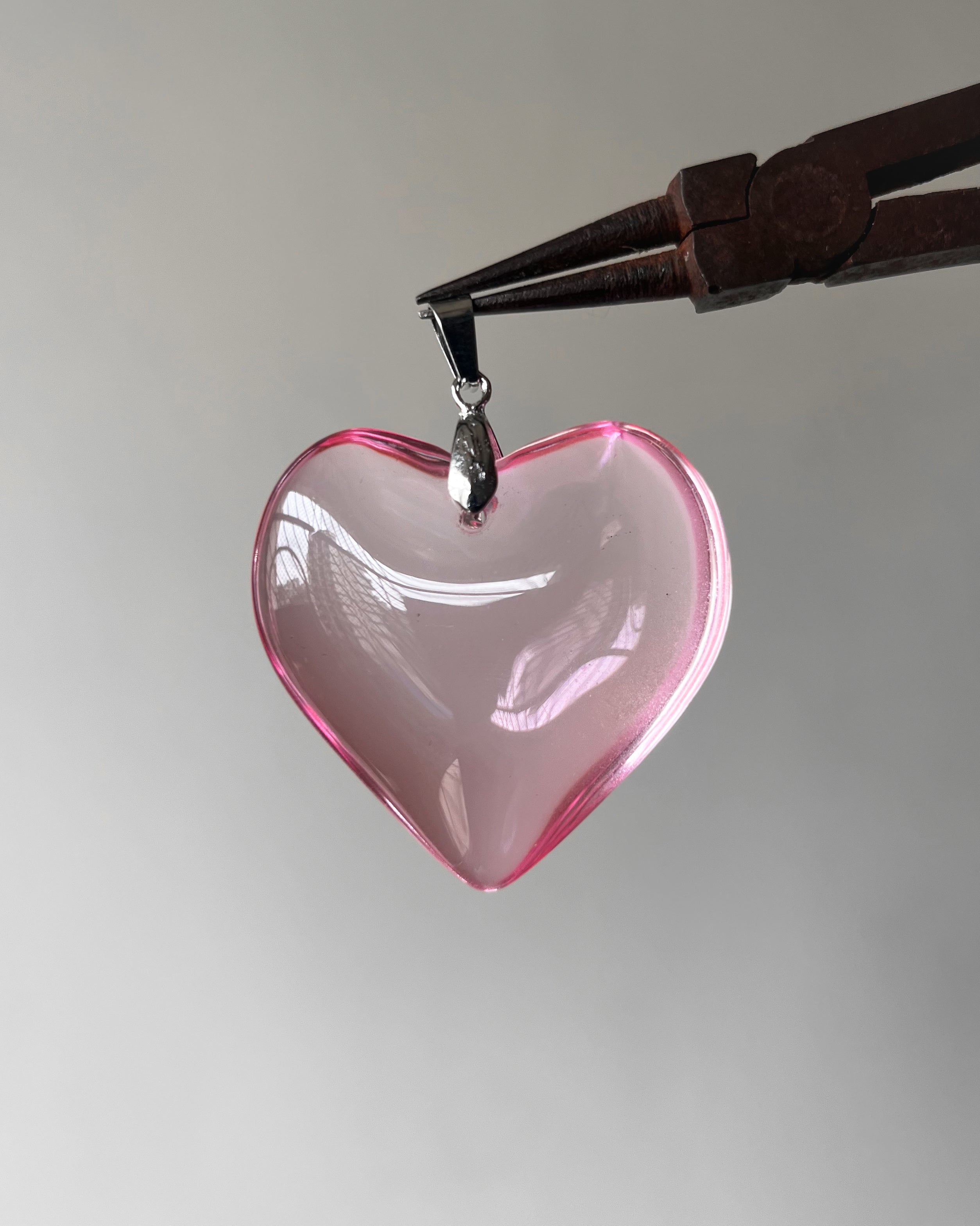 Pink chunky glass heart