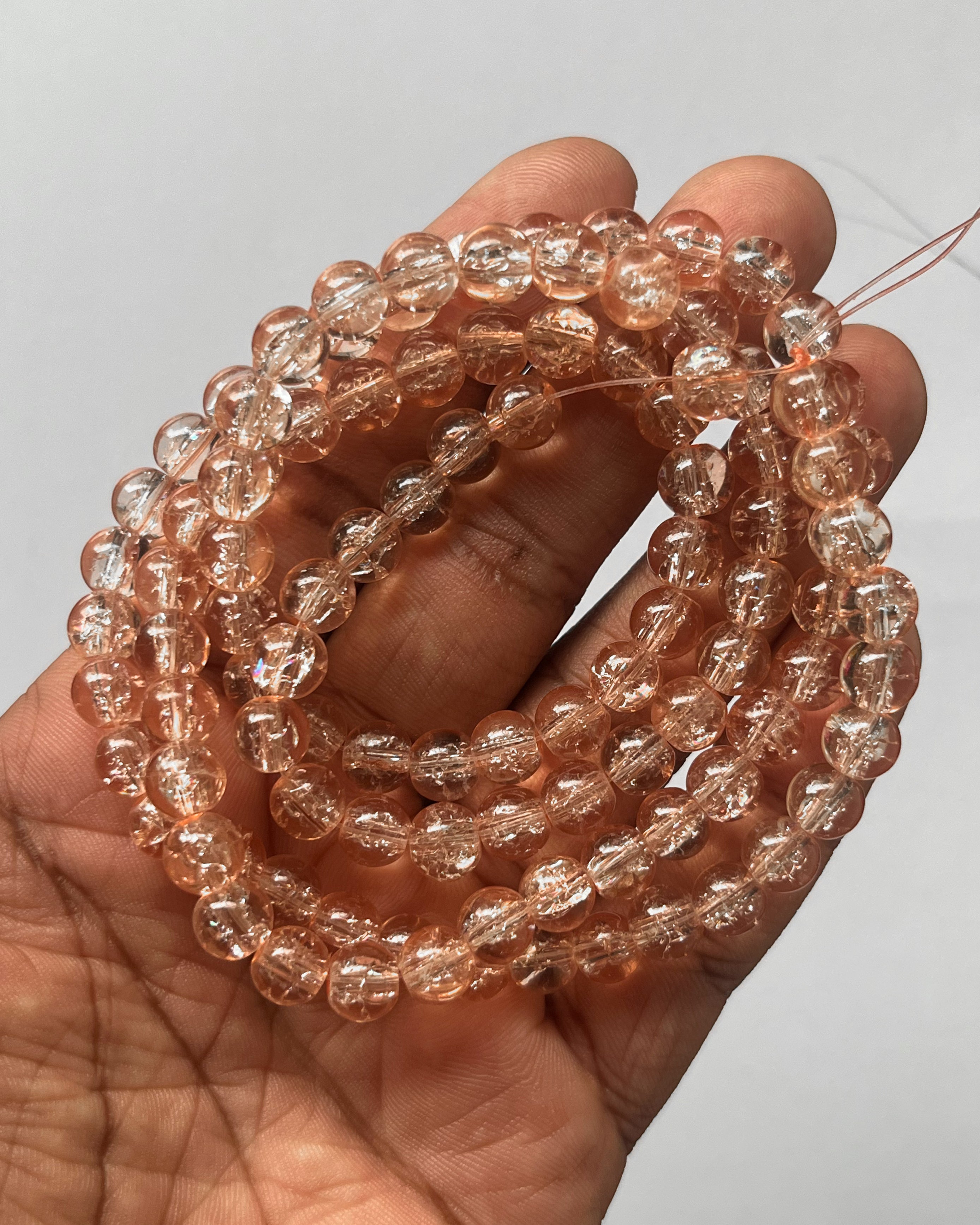 Peach Crackle beads - 1 line