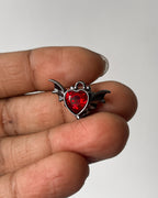 Bat red heart charm