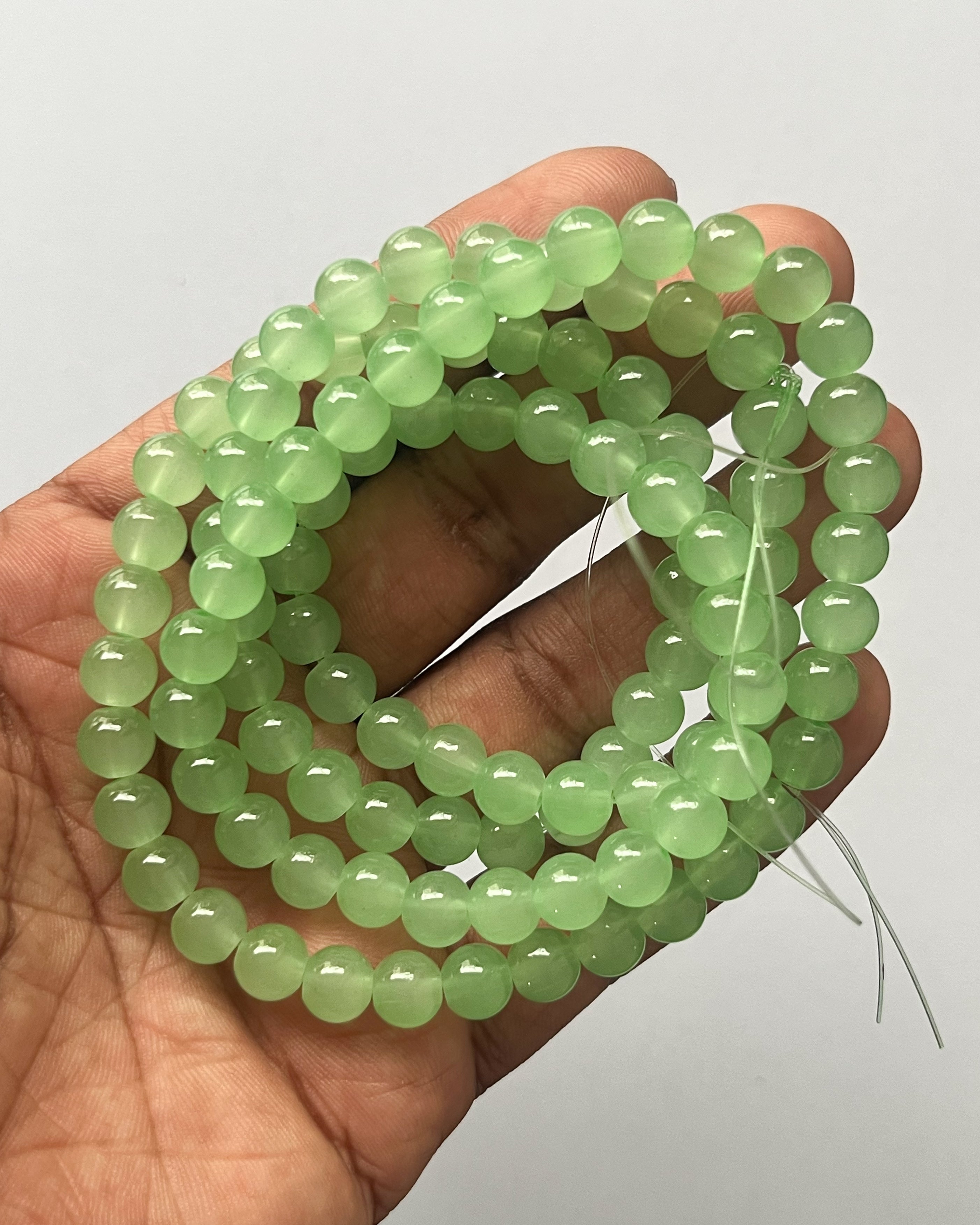 Mint green Jelly beads - 1 line