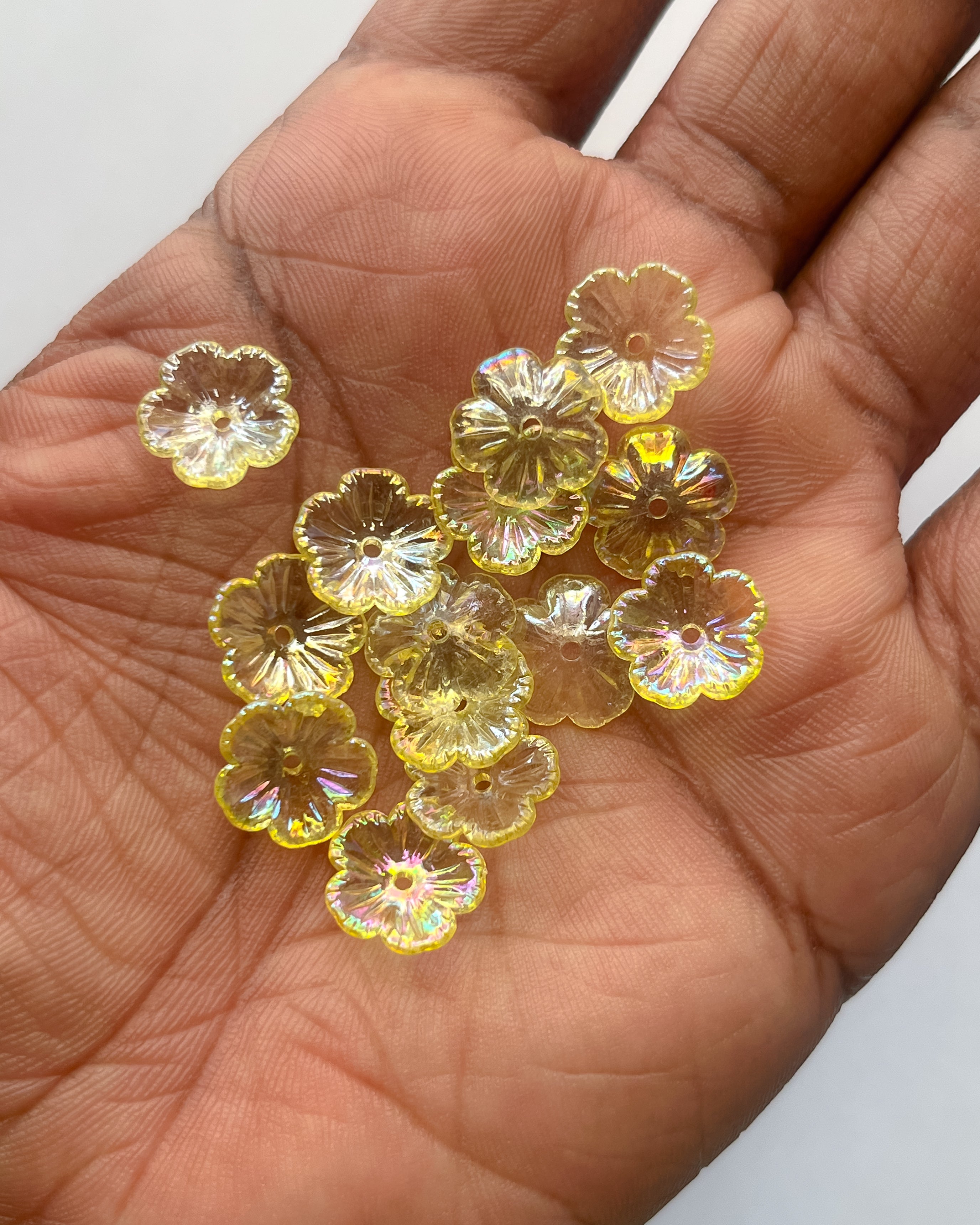 1.0 yellow Flower beads - 25 grams