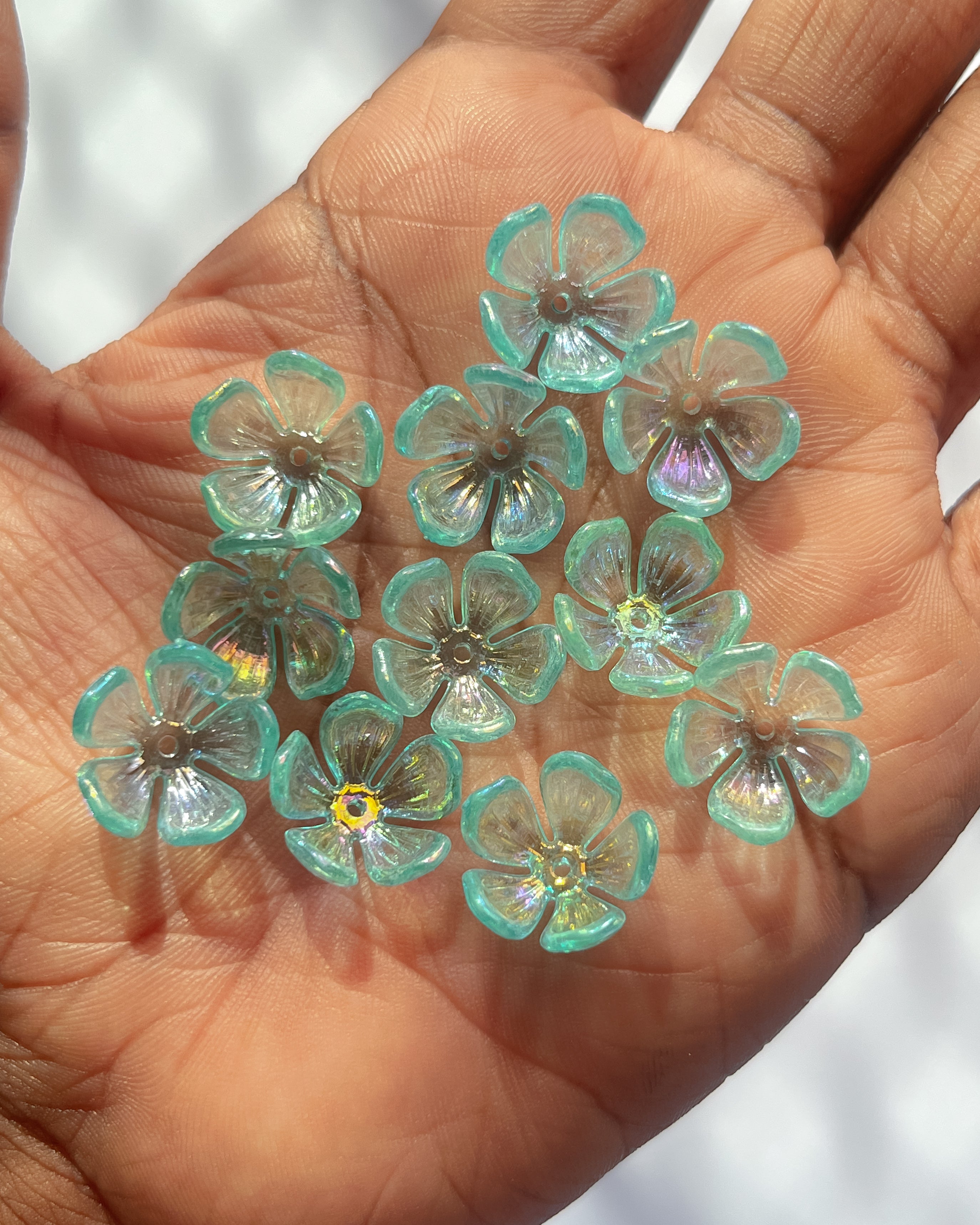 3.0 blue flower beads - 25 grams