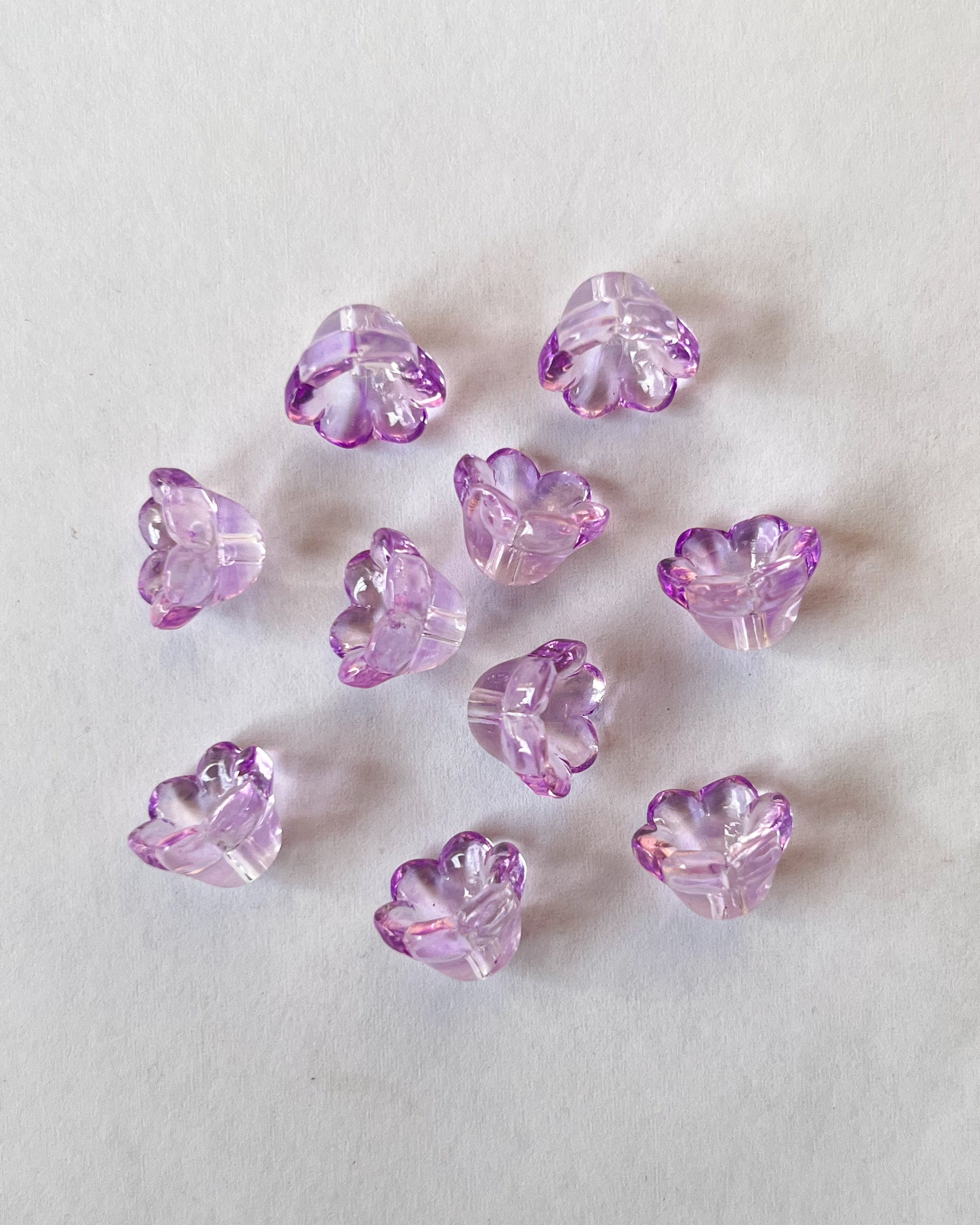 Purple colour glass cap // 10 pc