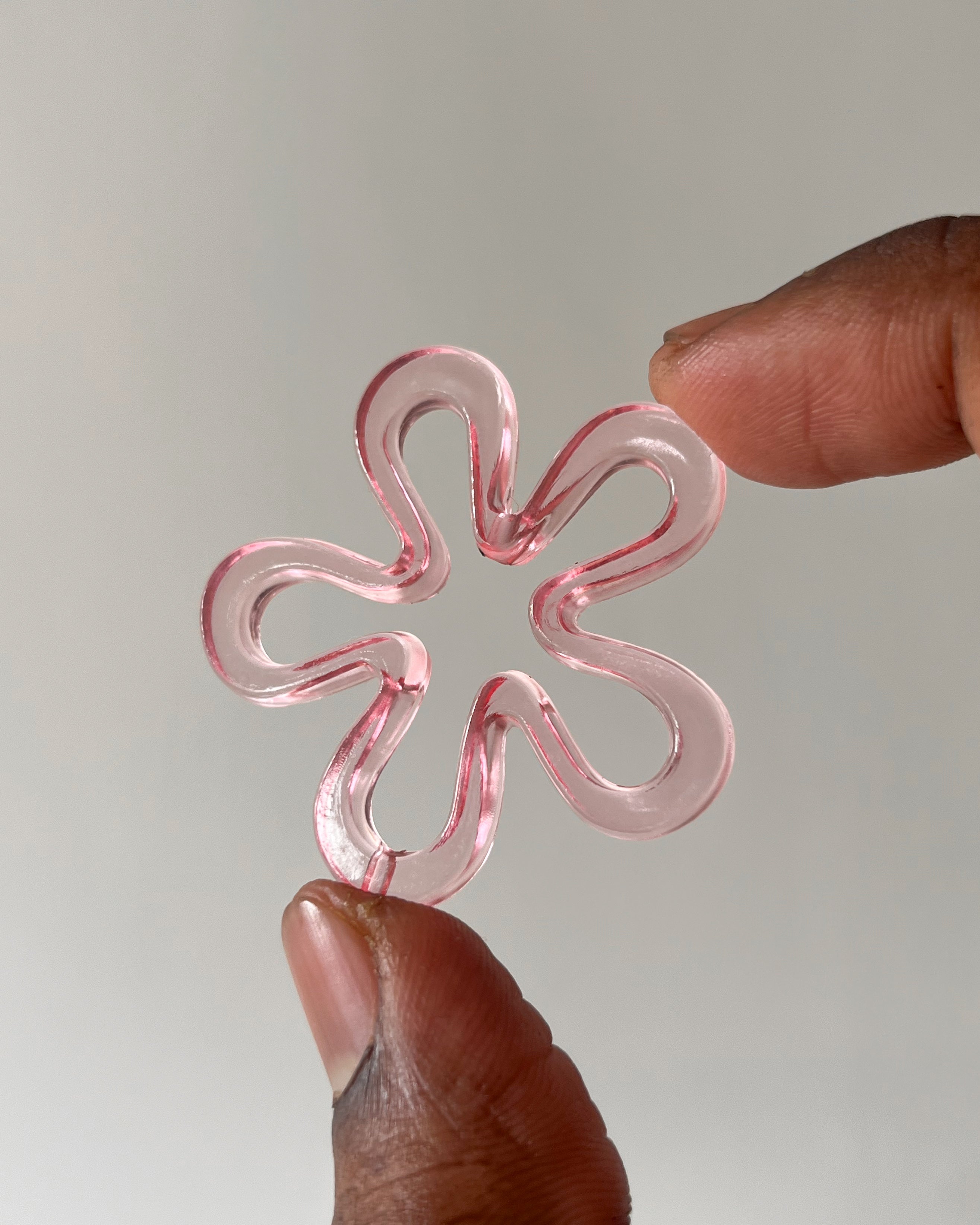 Pink Chunky Flower Bead // 10 pc