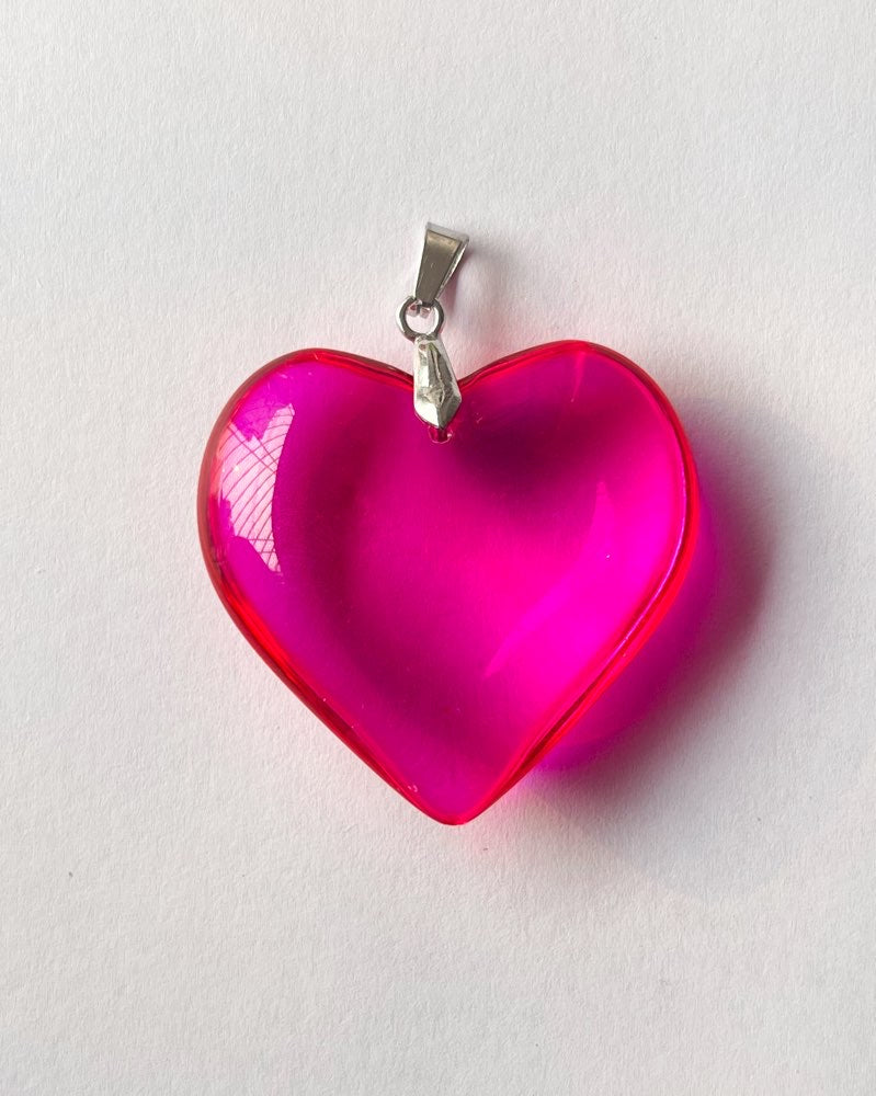 Hot pink chunky glass heart