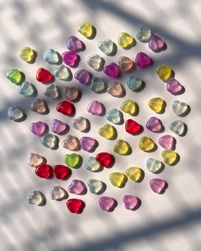 Glitter Heart Beads // 50 gms pack