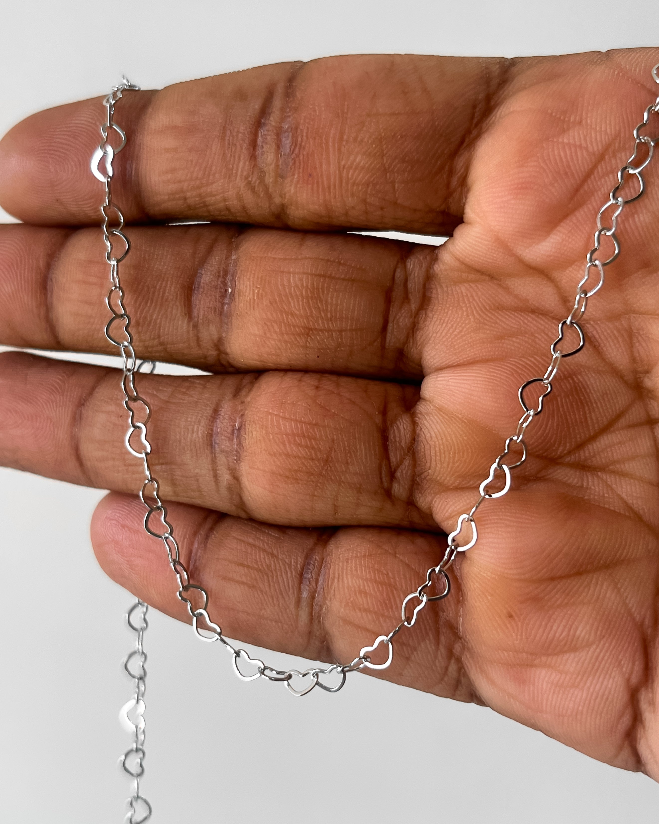 Silver heart link chain - 1 meter
