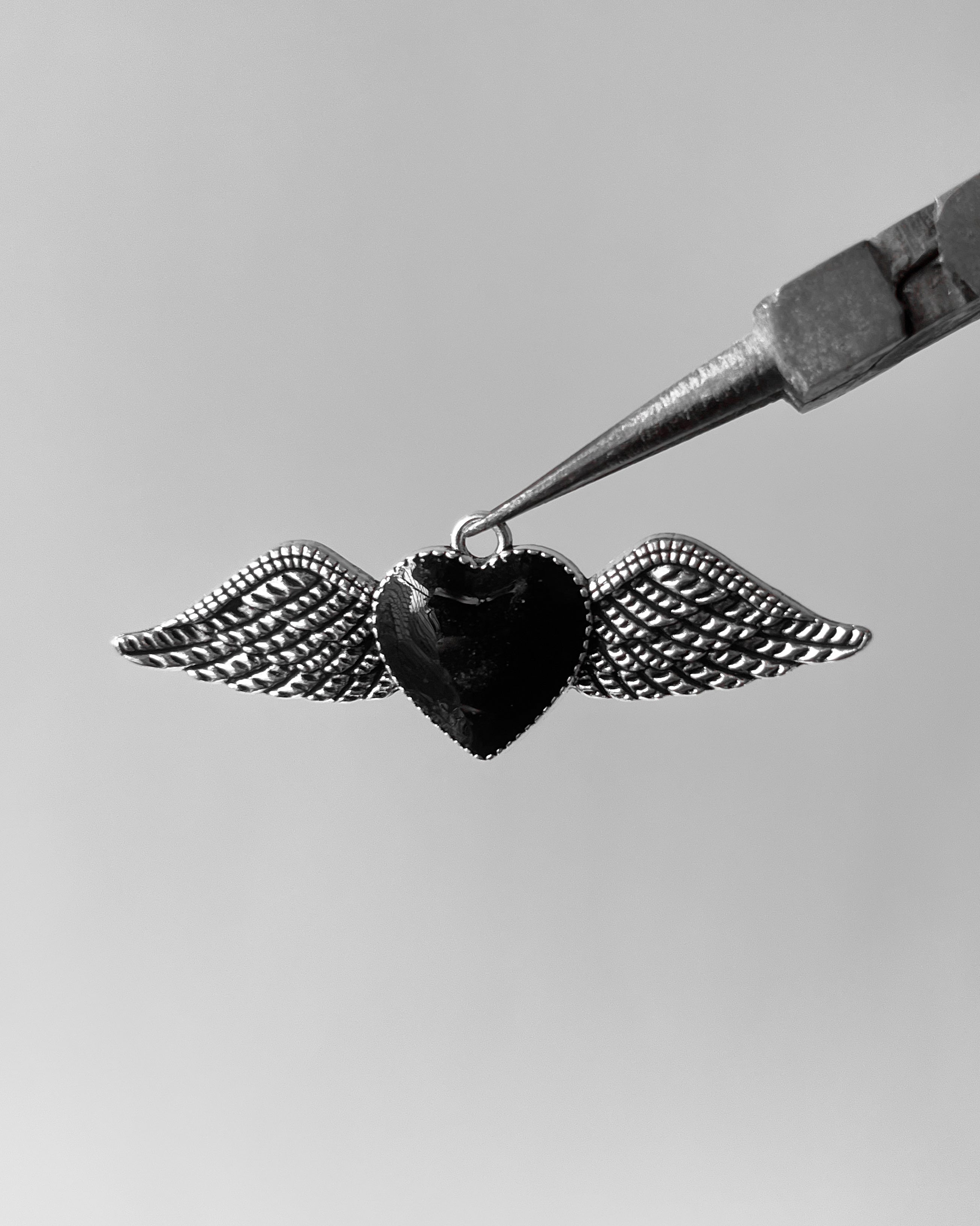 Black Heart wing charm
