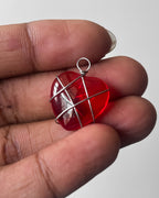 Red Caged Heart Pendant 5 pc