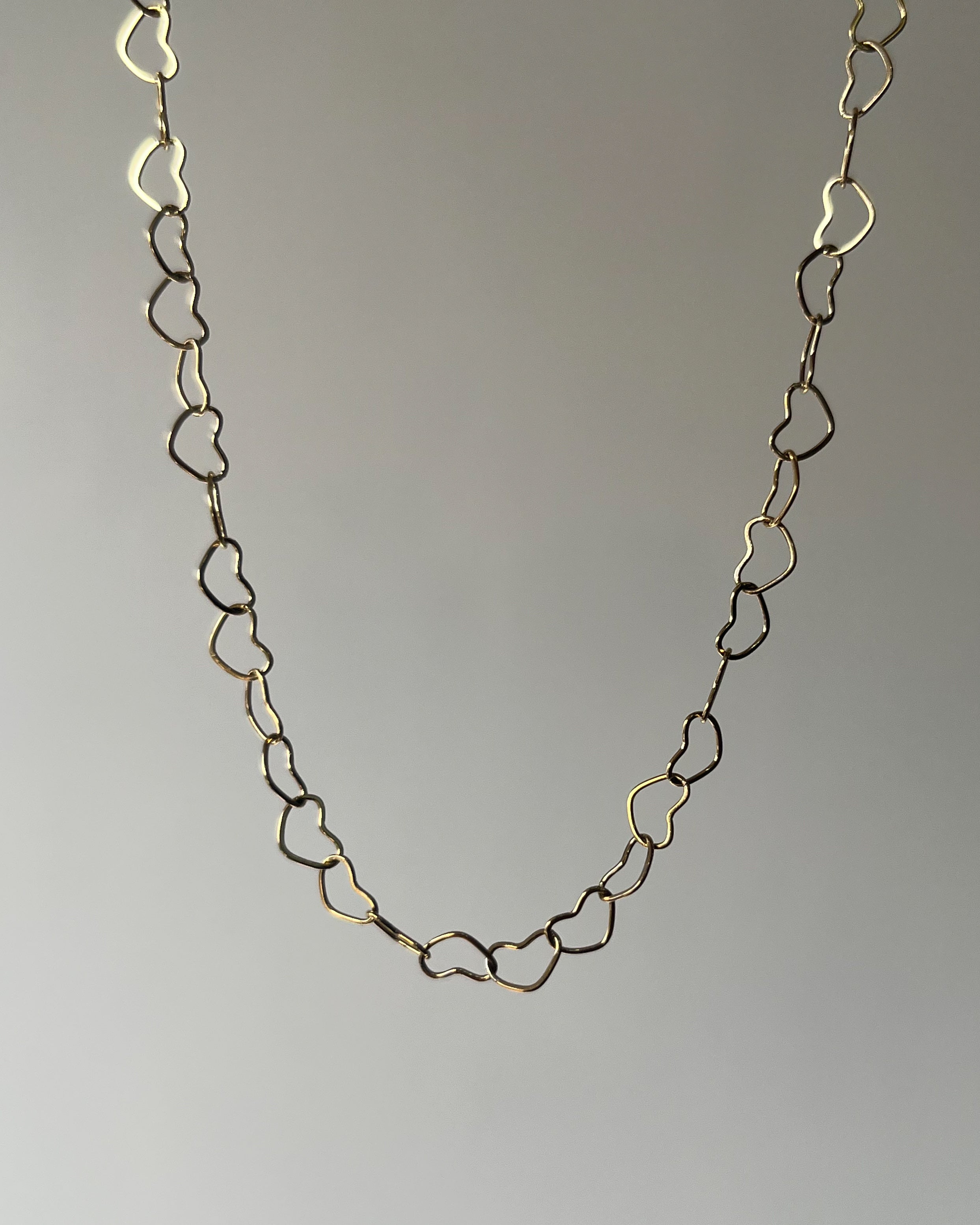 Gold heart link steel chain : 18 inch