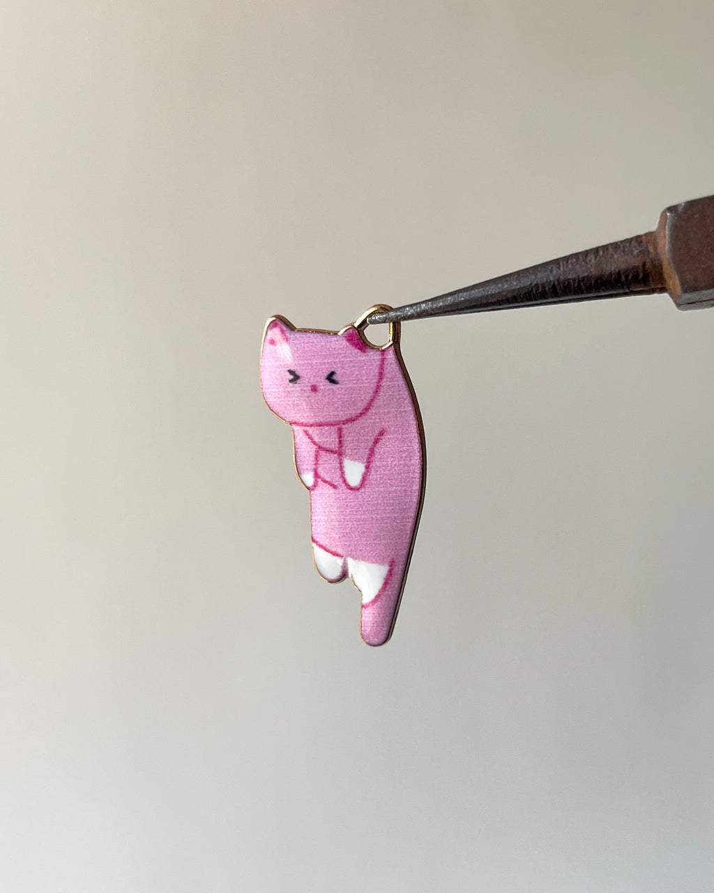 Pink kitty charm // 10 pc
