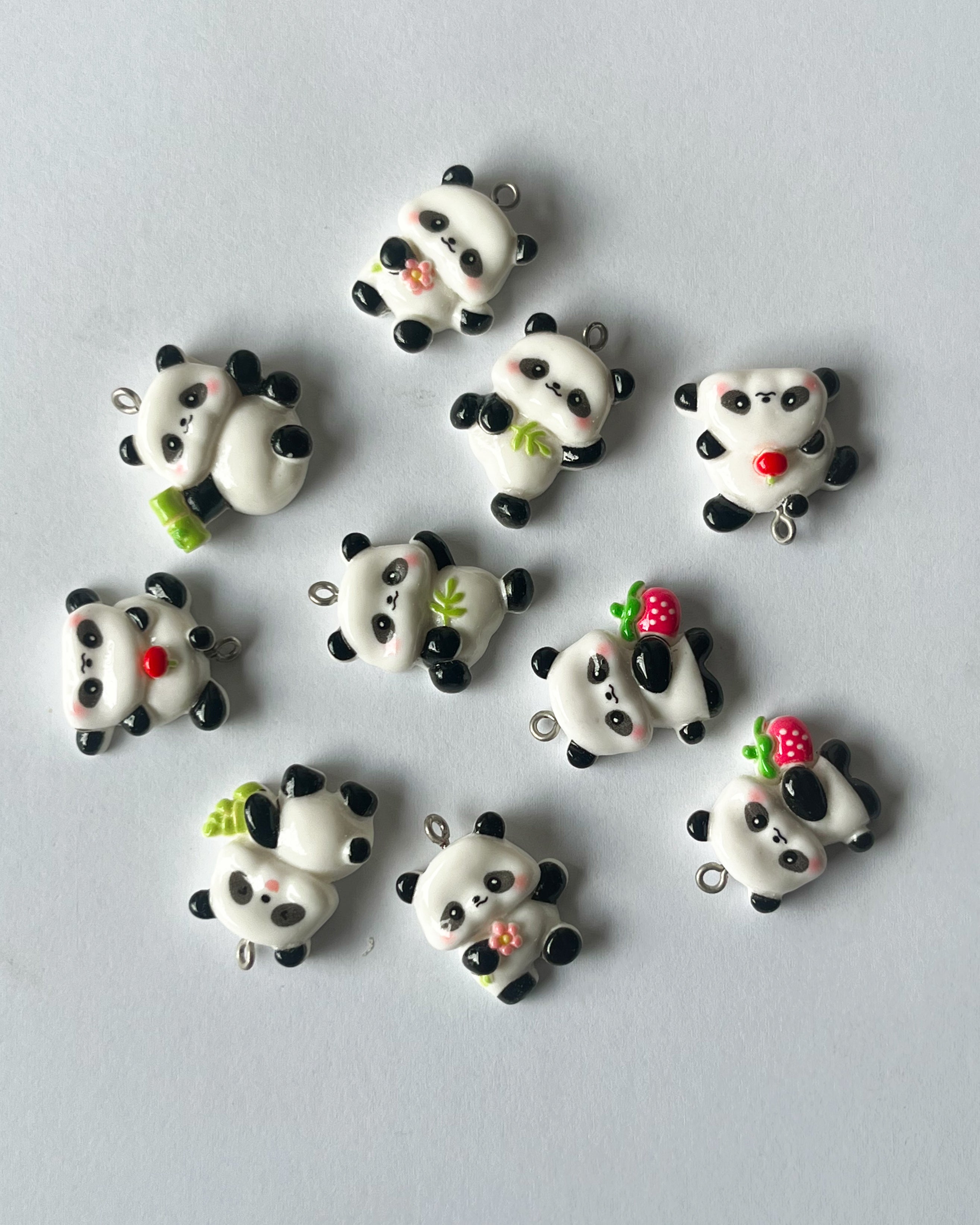 “Hooks are rusting” Panda charms - 10 pcs
